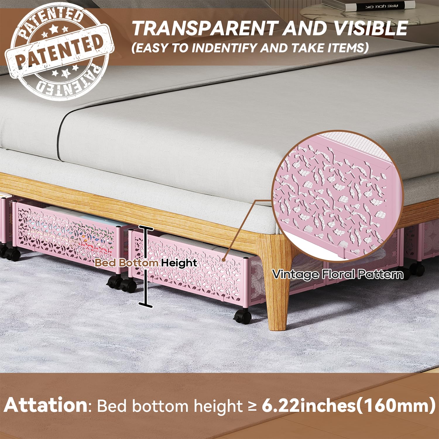 Under Bed Storage, Under the Bed Storage Containers with Wheels, Under Bed Shoe Storage Organizer Drawer for Bedroom Clothes Sho