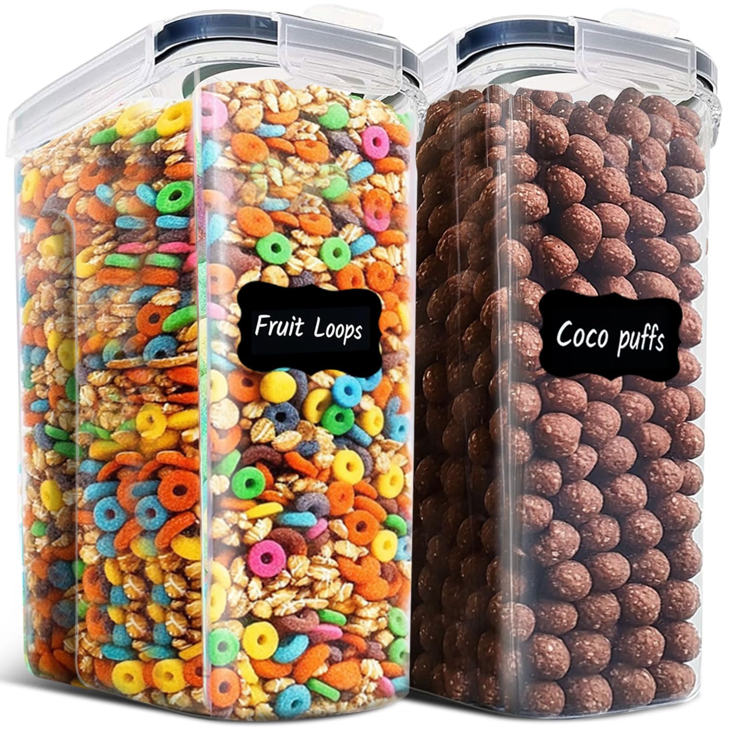 ComSaf Cereal Storage Containers Set (6.3L / 6.7Qt) - Airtight Food Storage with Lids, Pantry Organizer for Rice, Sugar, Flour