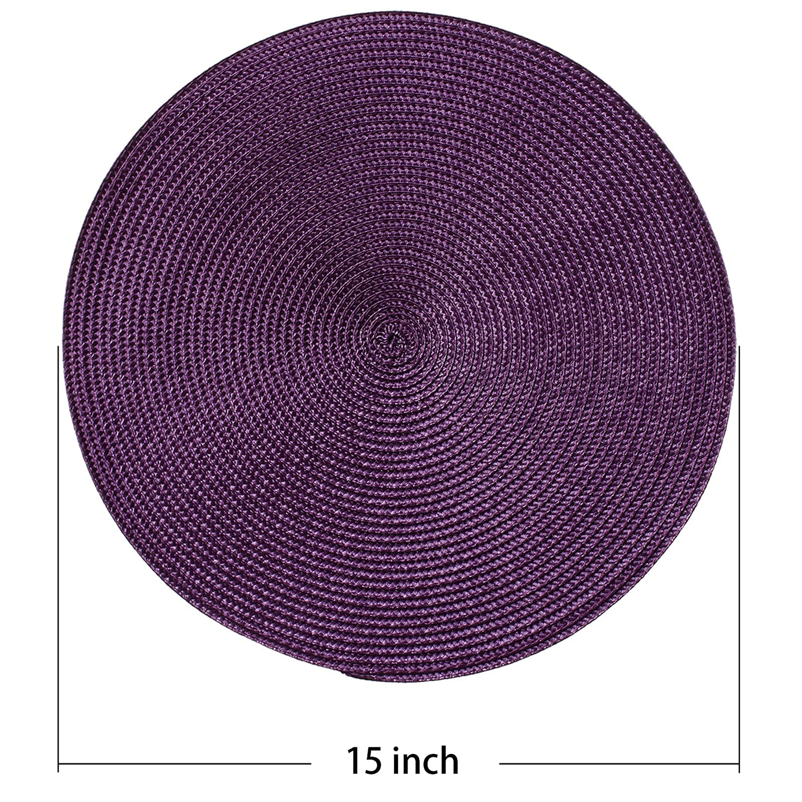 Ahhfsmei Round Braided Placemats 15 Inch Round Table Mats For Dining Tables Natural Woven Heat Resistant Place Mats Set Of 6 (Pu
