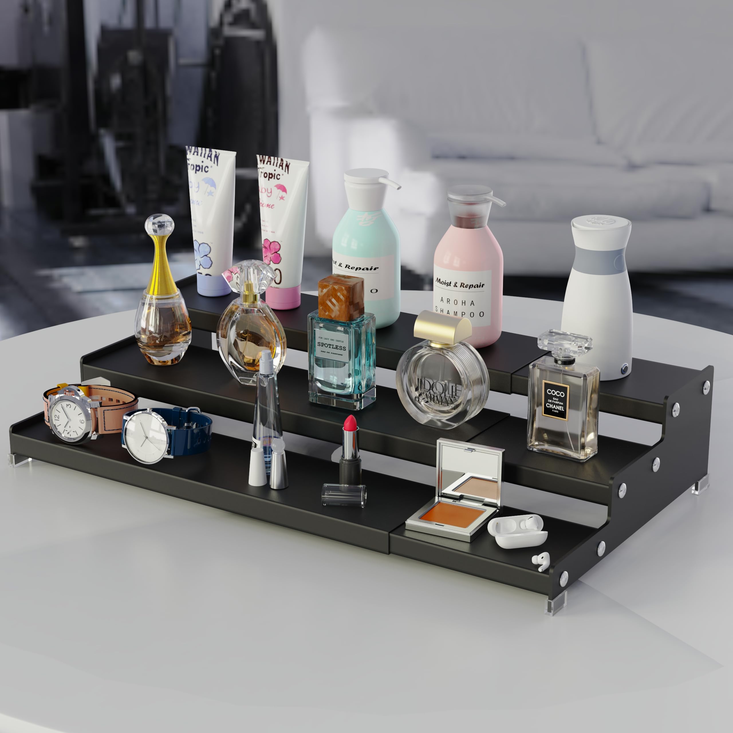 Wobmmi Expandable Spice Rack Organizer With 3-Tier Step Shelf For Cabinet,Seasoning Rack Organizer.Great For Kitchen Countertop