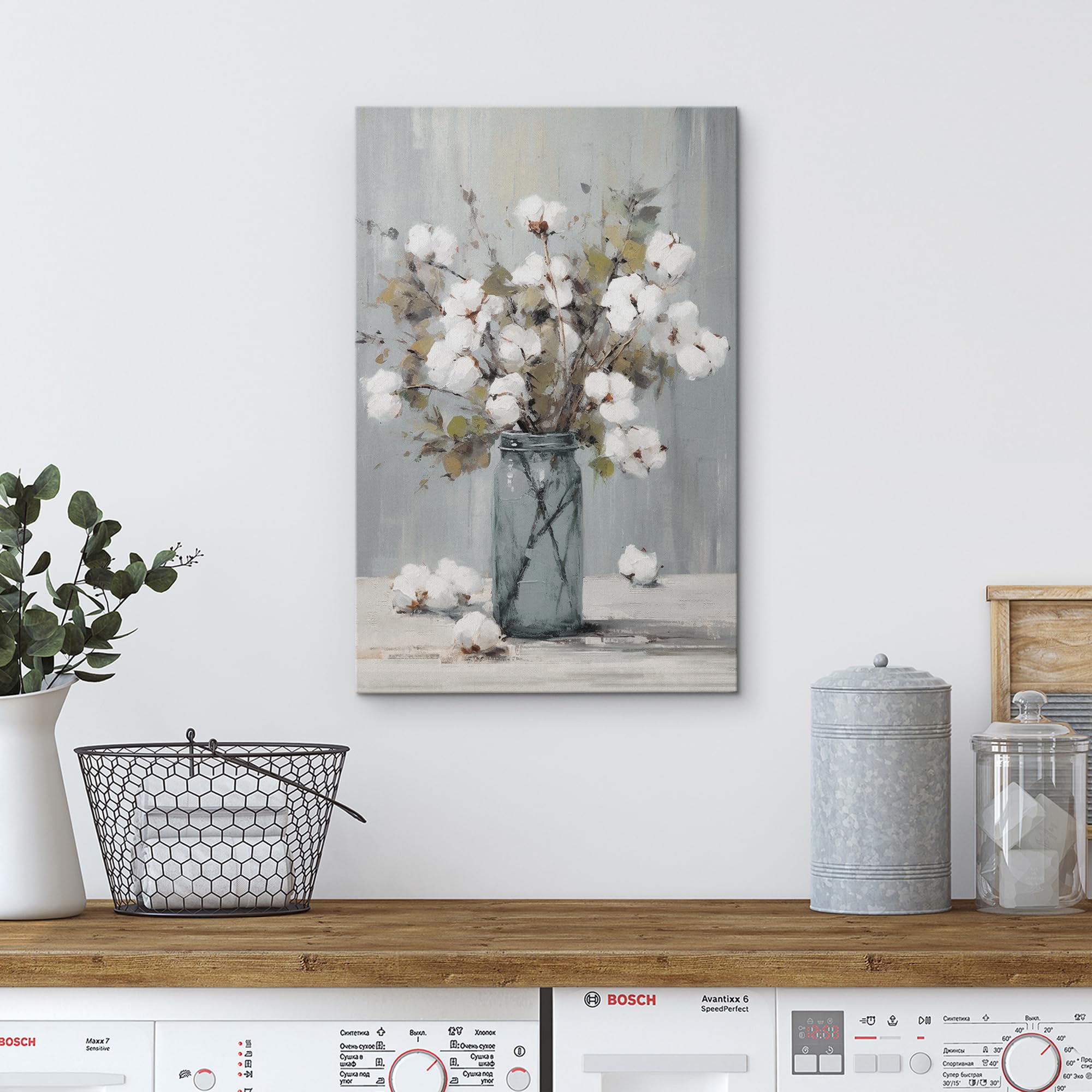 Wall26 Canvas Print Wall Art Watercolor Cotton Flower Still Life Nature Wilderness Illustrations Modern Art Botanical Floral Far