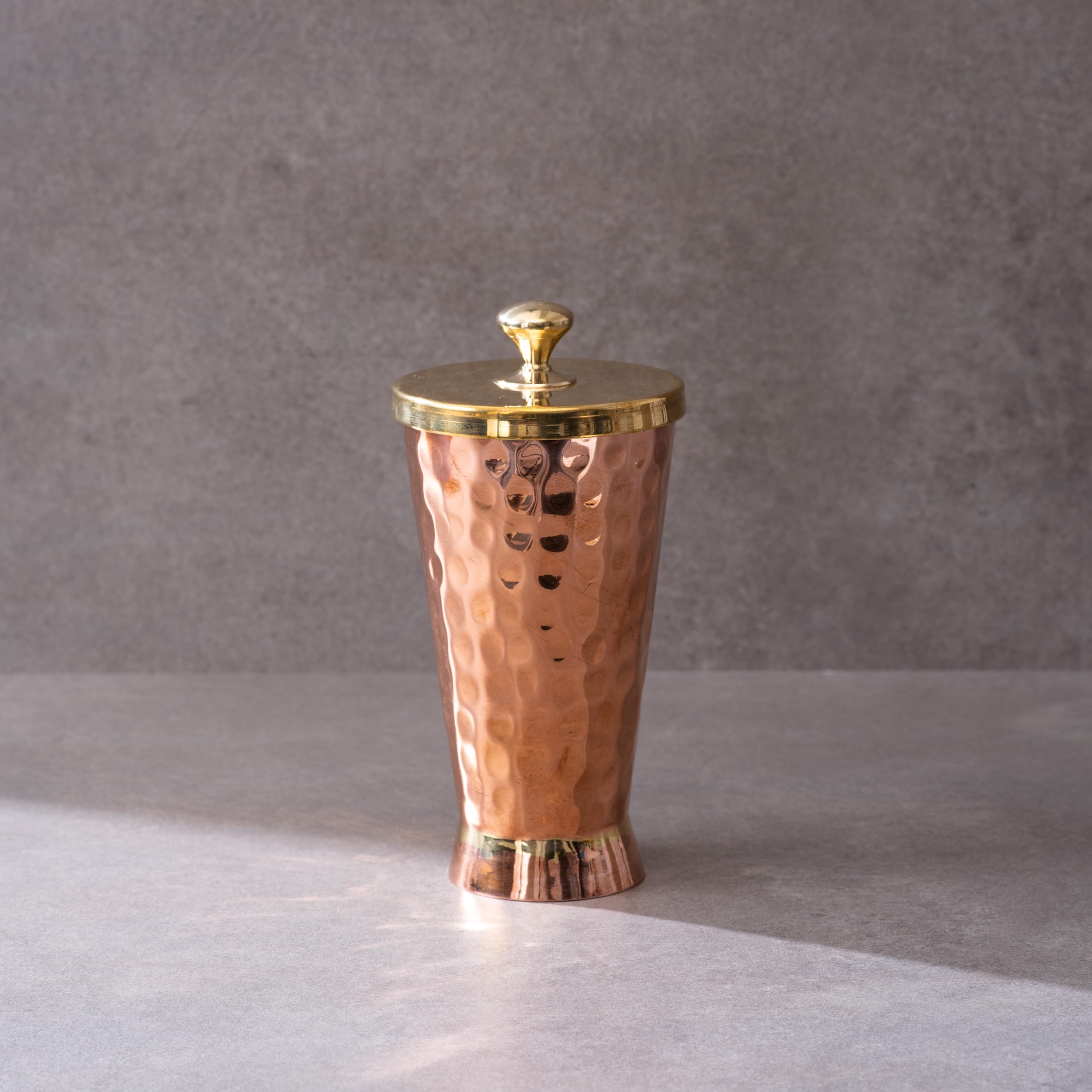 P-Tal Copper Mint Julep Cup With Lid, Water Tumbler, Drinkware, Made Of Pure Copper, Ayurvedic Health Benefits, Break Resistant