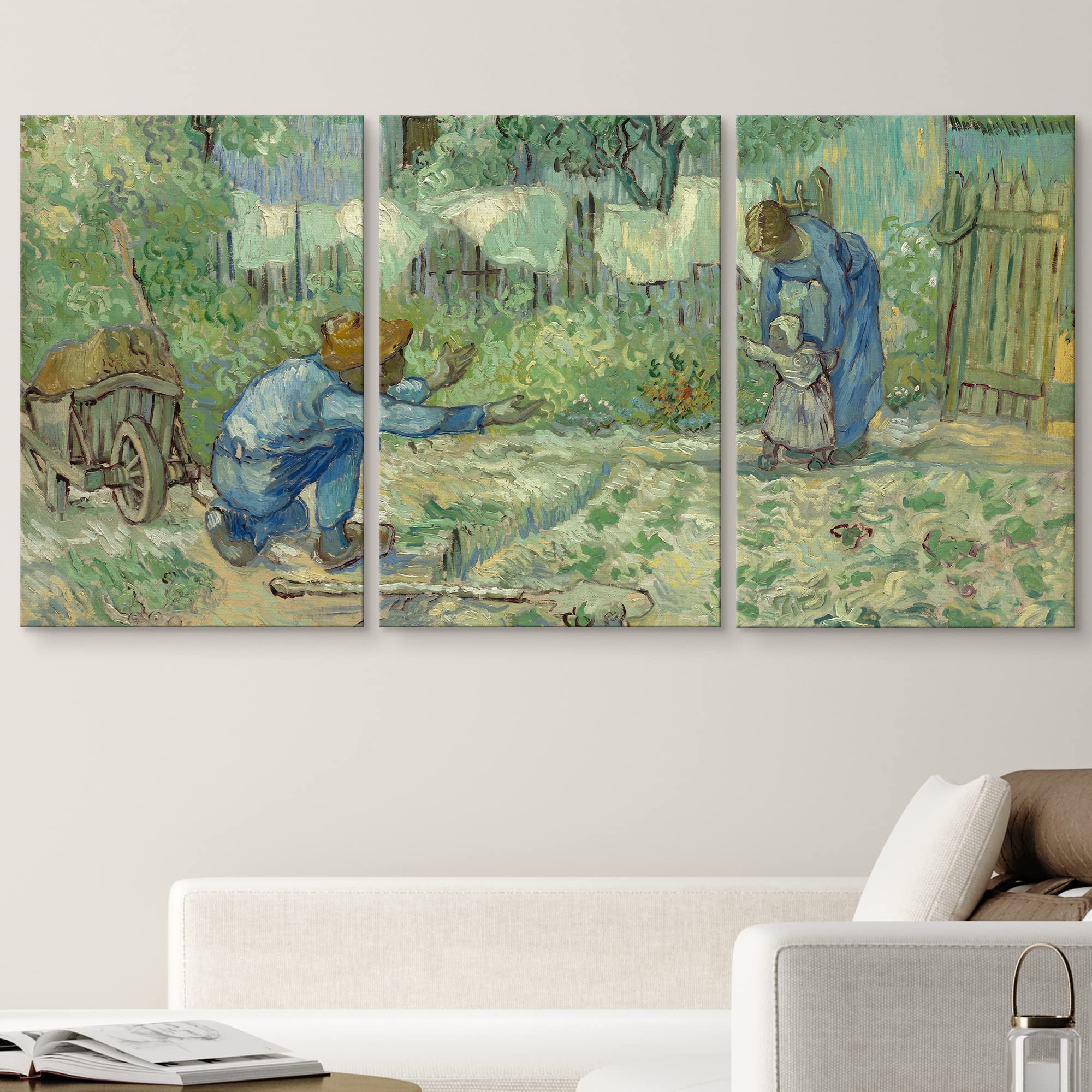 Wall26 Canvas Print Wall Art Set First Steps (After Millet) Vincent Van Gogh Classical Illustrations Fine Art Decorative Histori