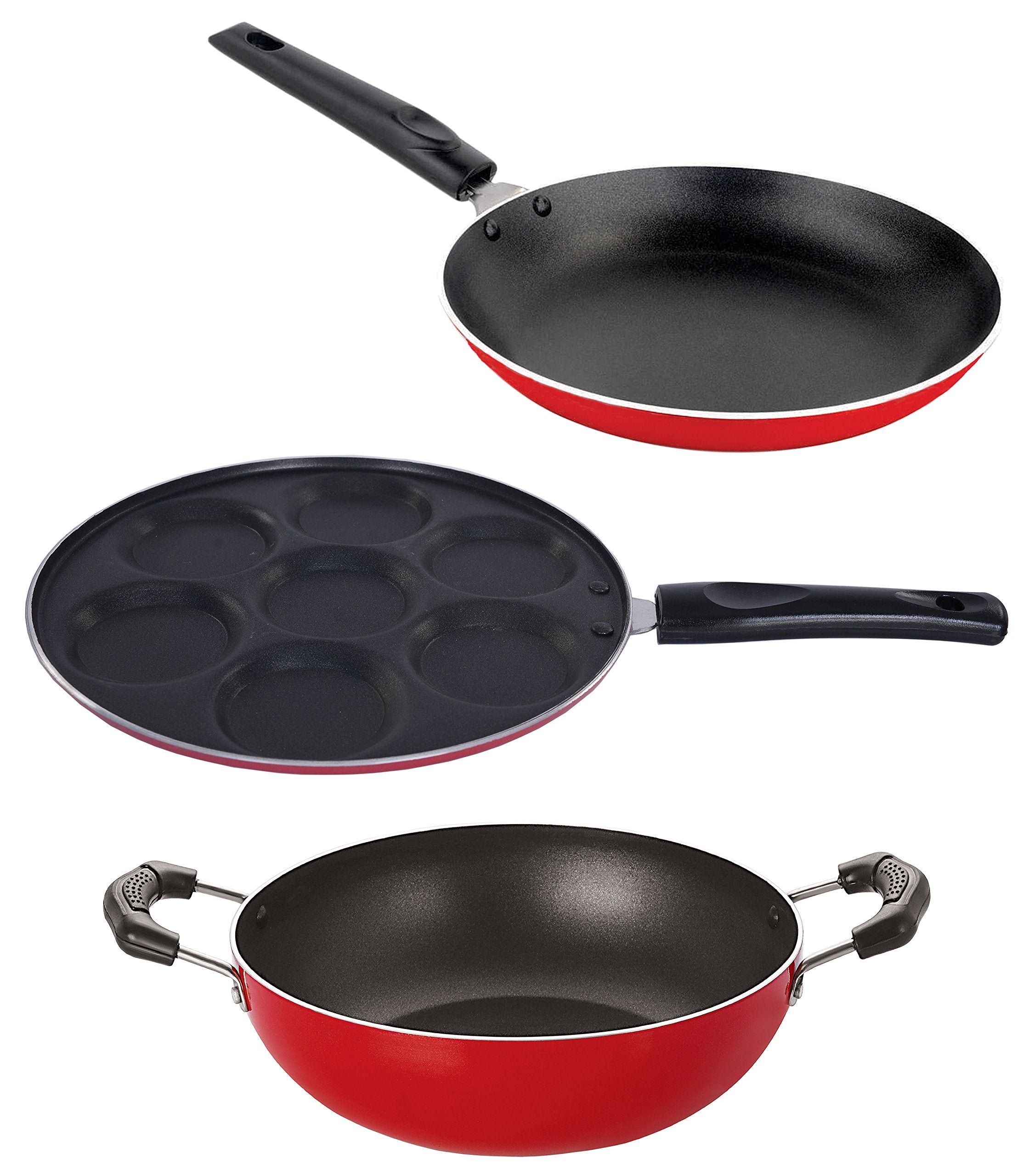 Nirlon Dishwasher Safe NonStick Aluminium Kitchenware Essential Combo Gift Set With Bakelite Handle,2.6Mm_Kd10_Up(7)_Tp