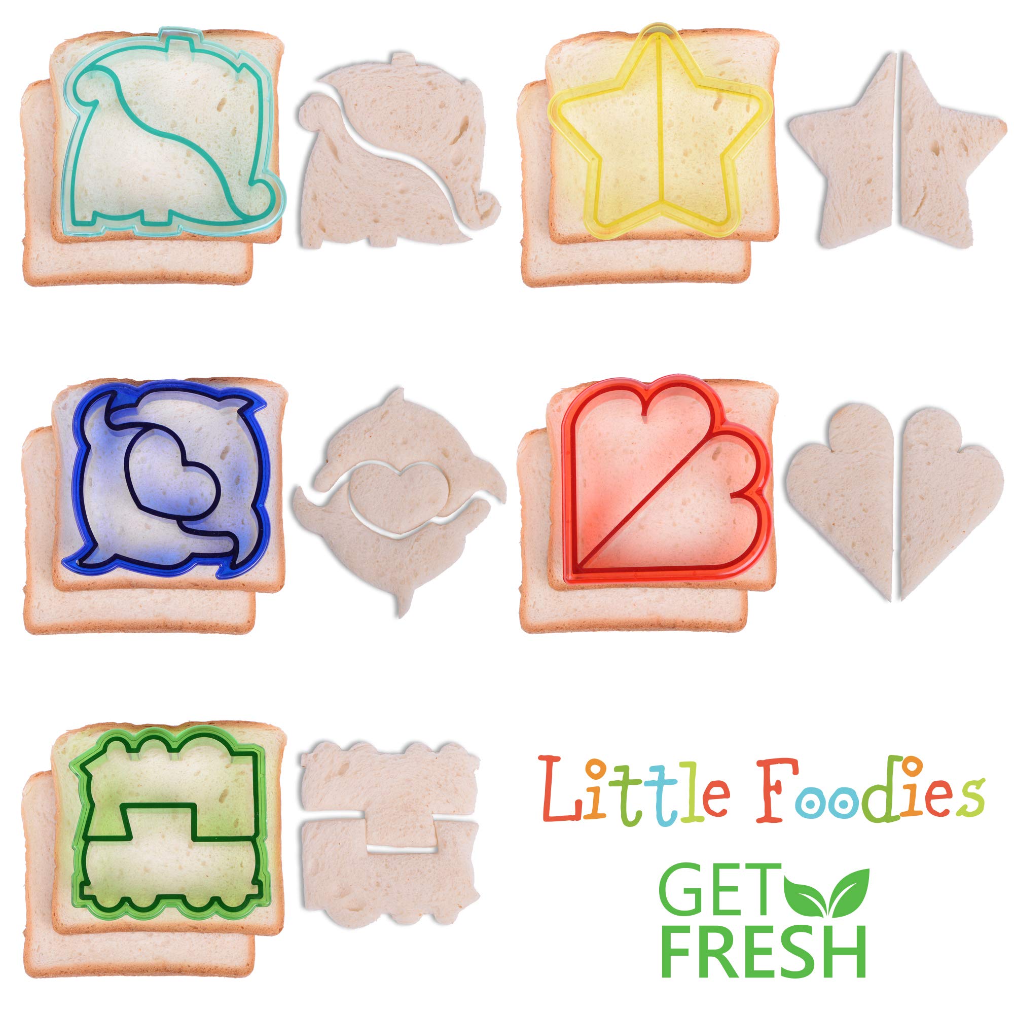 Sandwich Cutters For Kids, 20-Piece Set, 5 Kid Sandwich Cutters Shapes, 5 Vegetable Cutters Shapes, 10 Bento Deco