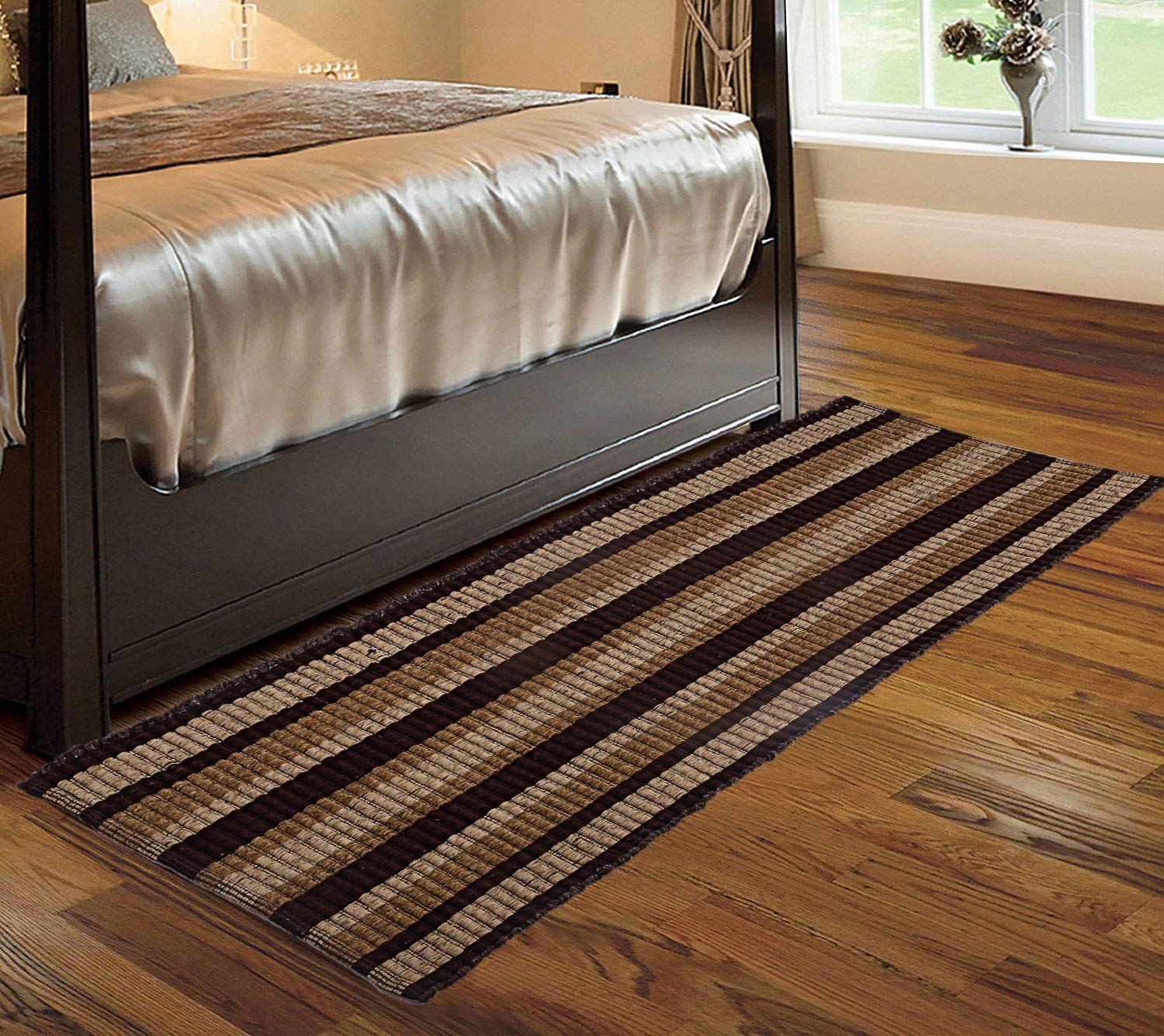 Kuber Industries Cotton Bed Side Runner/Pooja Mat 20''X56'' (Brown) -Ctltc011329