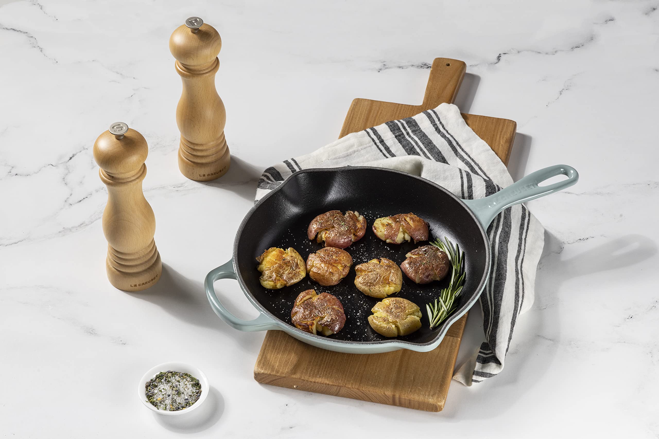Le Creuset Enameled Cast Iron Signature Iron Handle Skillet, 10.25 (1-3/4 Qt.), Sea Salt