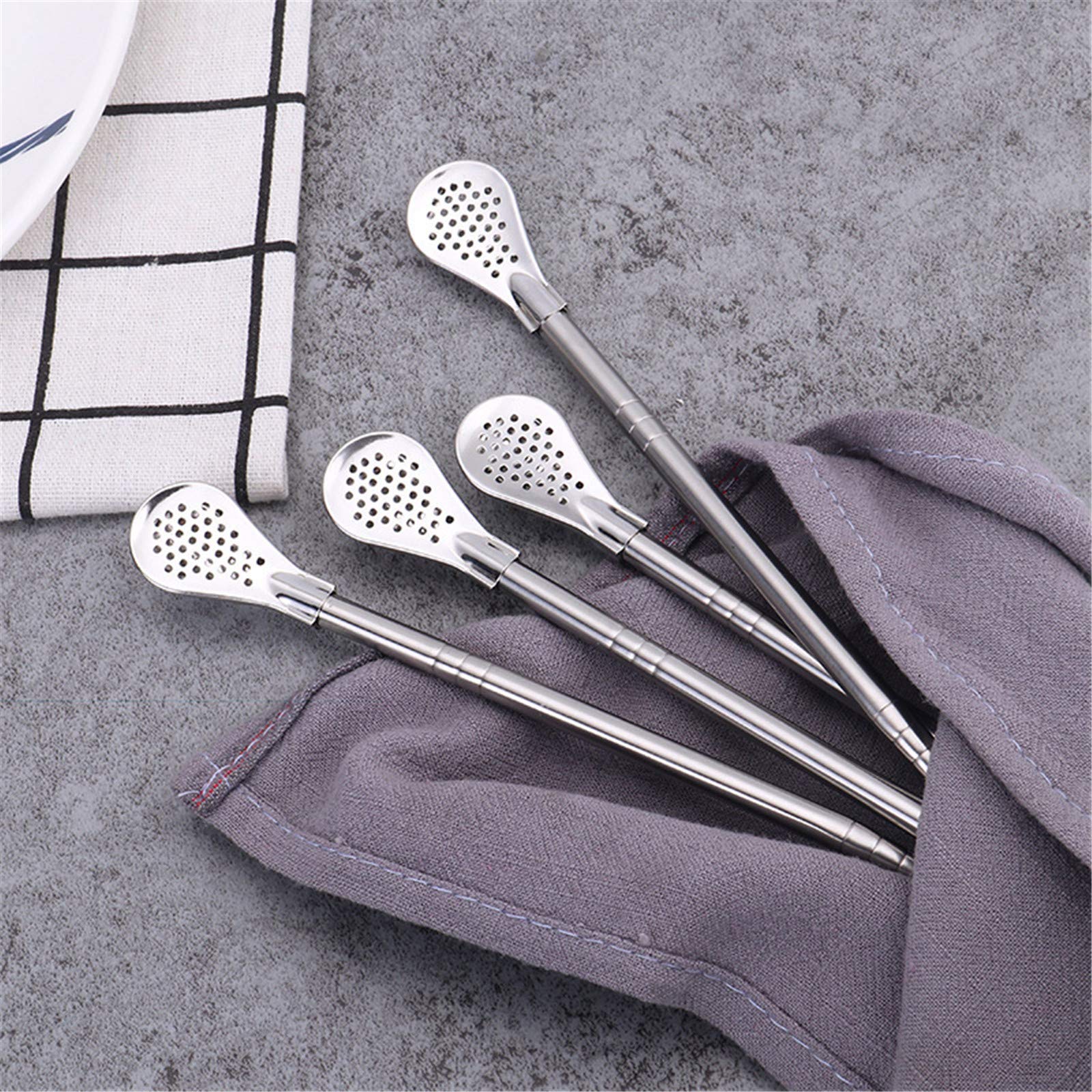 Fruta 6 Pcs Stainless Steel Yerba Mate Tea Bombilla Straws With Filter Spoon And 2 Pcs Cleaning Brushes, Removable Filtered Spoo