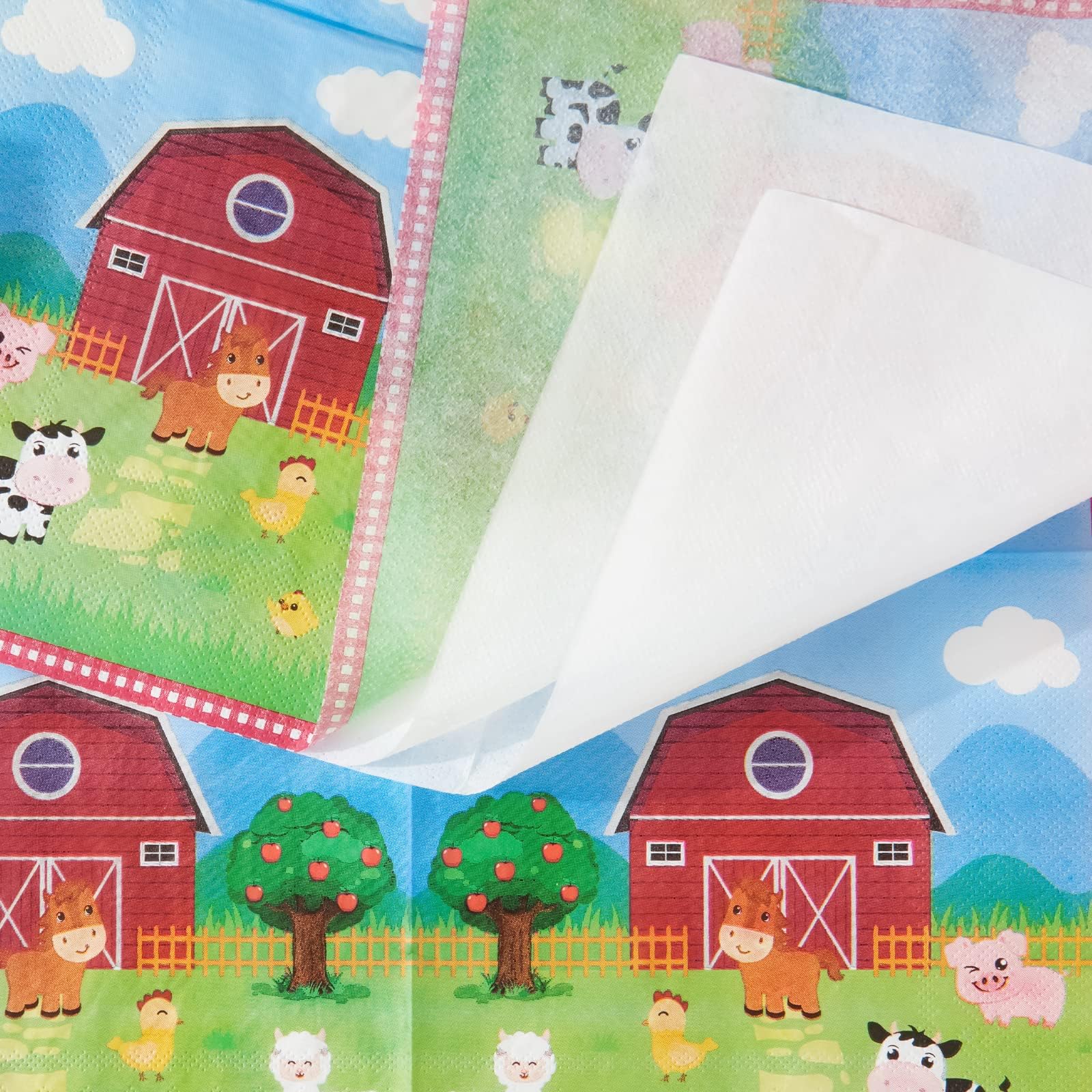 Wernnsai Farm Party Plates Napkins Set- 48Pcs Barnyard Farm Animals Tableware Party Supplies For Kids Birthday Disposable Dinner