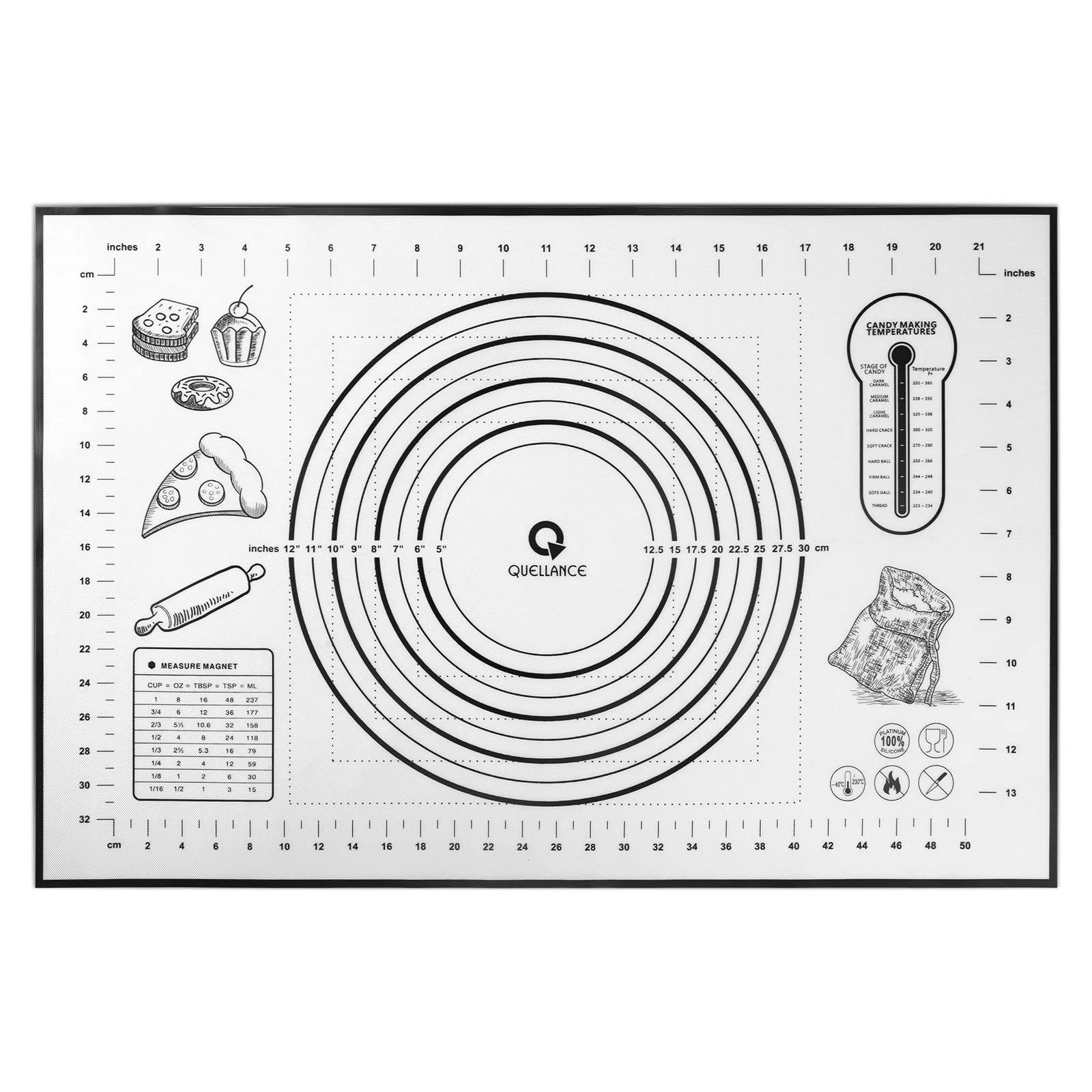 Silicone Baking Mat Extra Large, Pastry Mat With Measurement, Kitchen Counter Mat For Pie Crust, Pizza And Cookies - Bpa Free Ov
