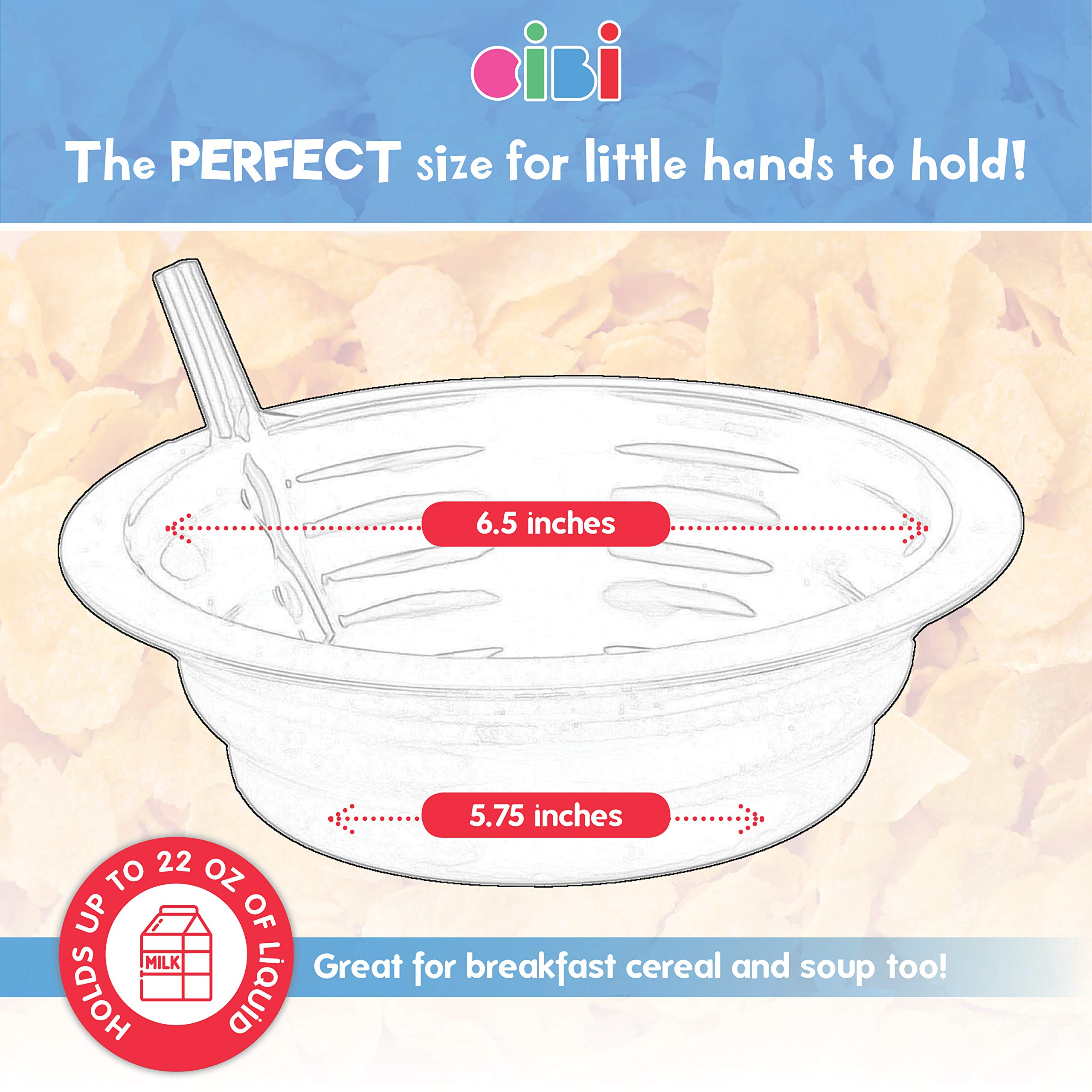 Cibi Kitchens Set Of 4 Cereal Bowls With Straws | Bpa-Free 22 Ounce Sip-A-Bowl | Microwaveable And Dishwasher Safe Toddler Bowl