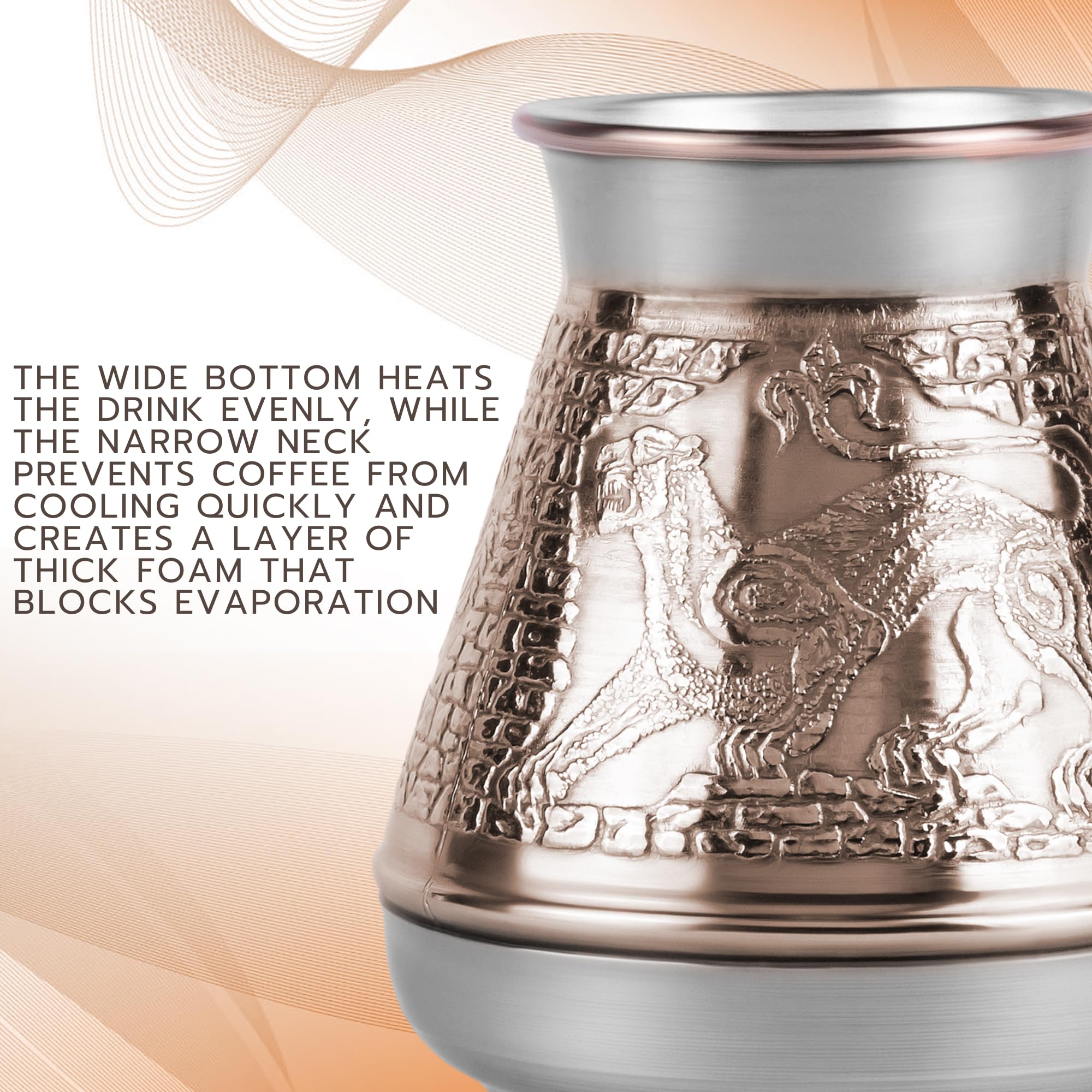 Turkish Cezve 7 Fl Oz - 200 Ml Leopard Copper Cezve Large Turka Turkish Coffee Pot Greek Arabic Coffee Pot With Wooden Handle Je