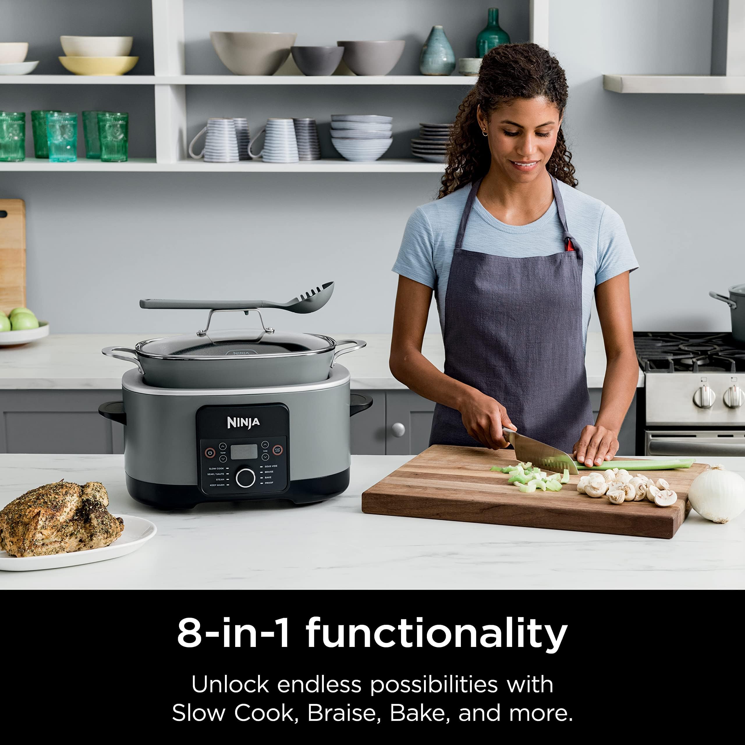 Ninja MC1001 Foodi PossibleCooker PRO 8.5 Quart Multi-Cooker, Sea Salt Gray, Nonstick, Oven Safe to 500°F, 8-in-1 Functionality