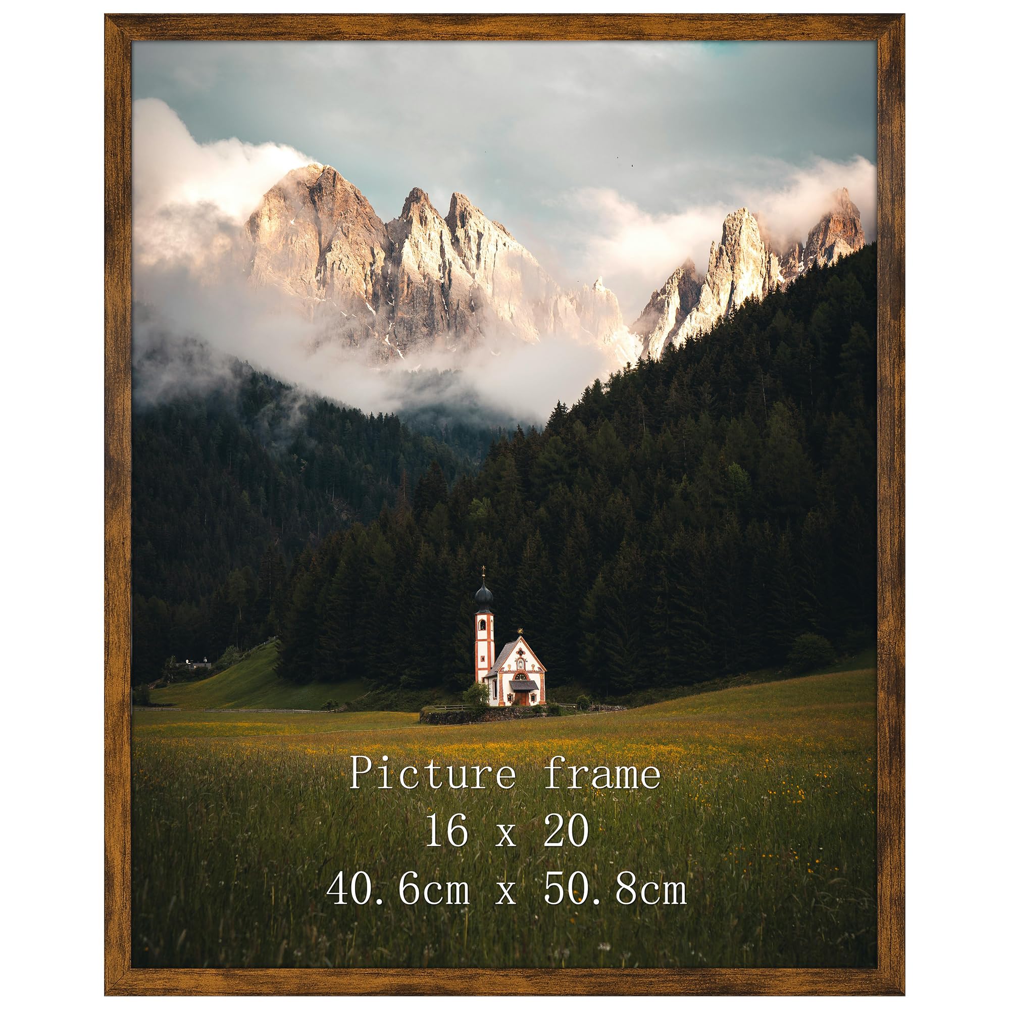 Giftgarden 16x20 Picture Frame Rustic Brown, 16 by 20 Thin Poster Photo Frame for Wall Display, Single