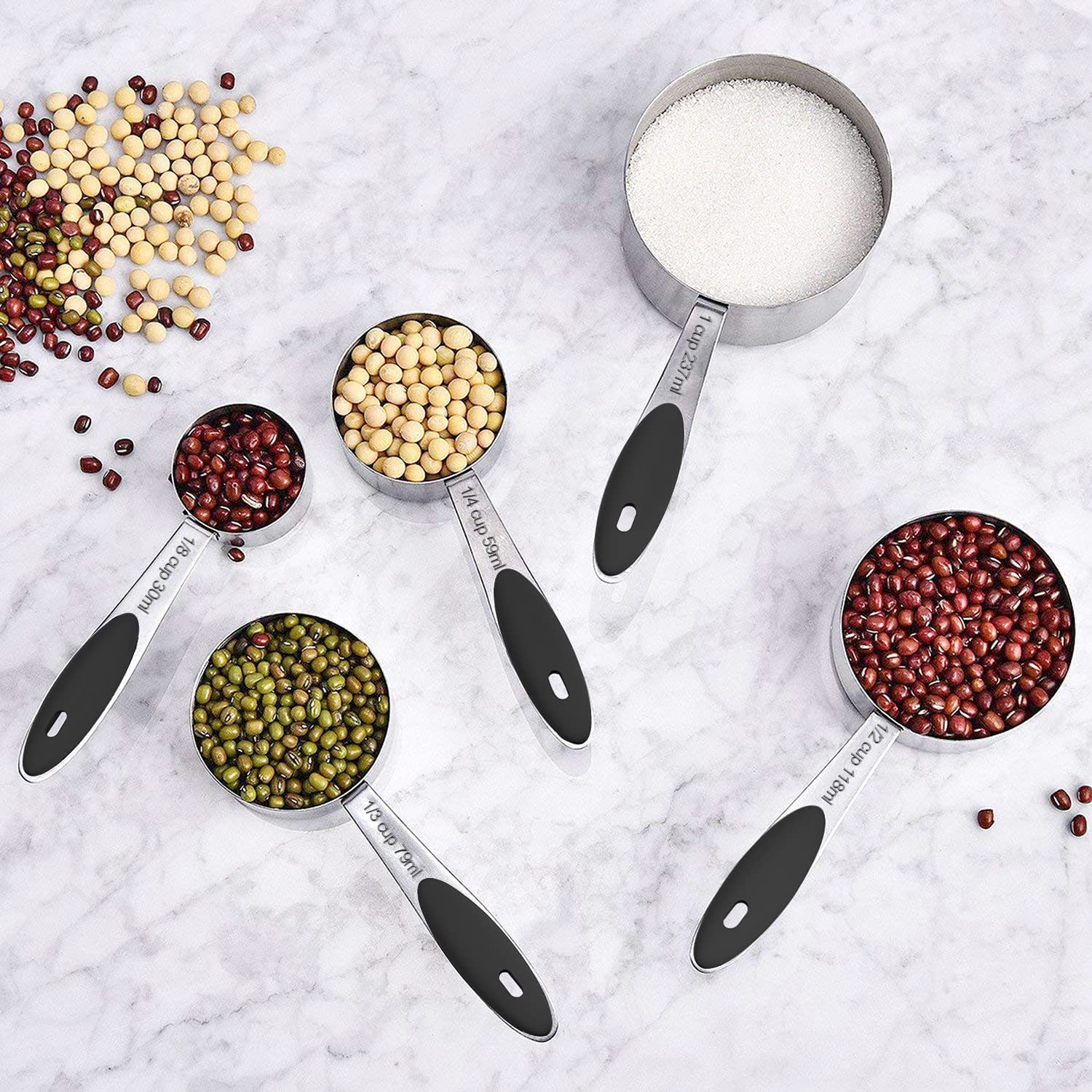 Wildone 16Pc Stainless Steel Measuring Cups Set, 8 Measuring Cups & 7 Double-Sided Magnetic Measuring Spoons Stackable & 1 Level