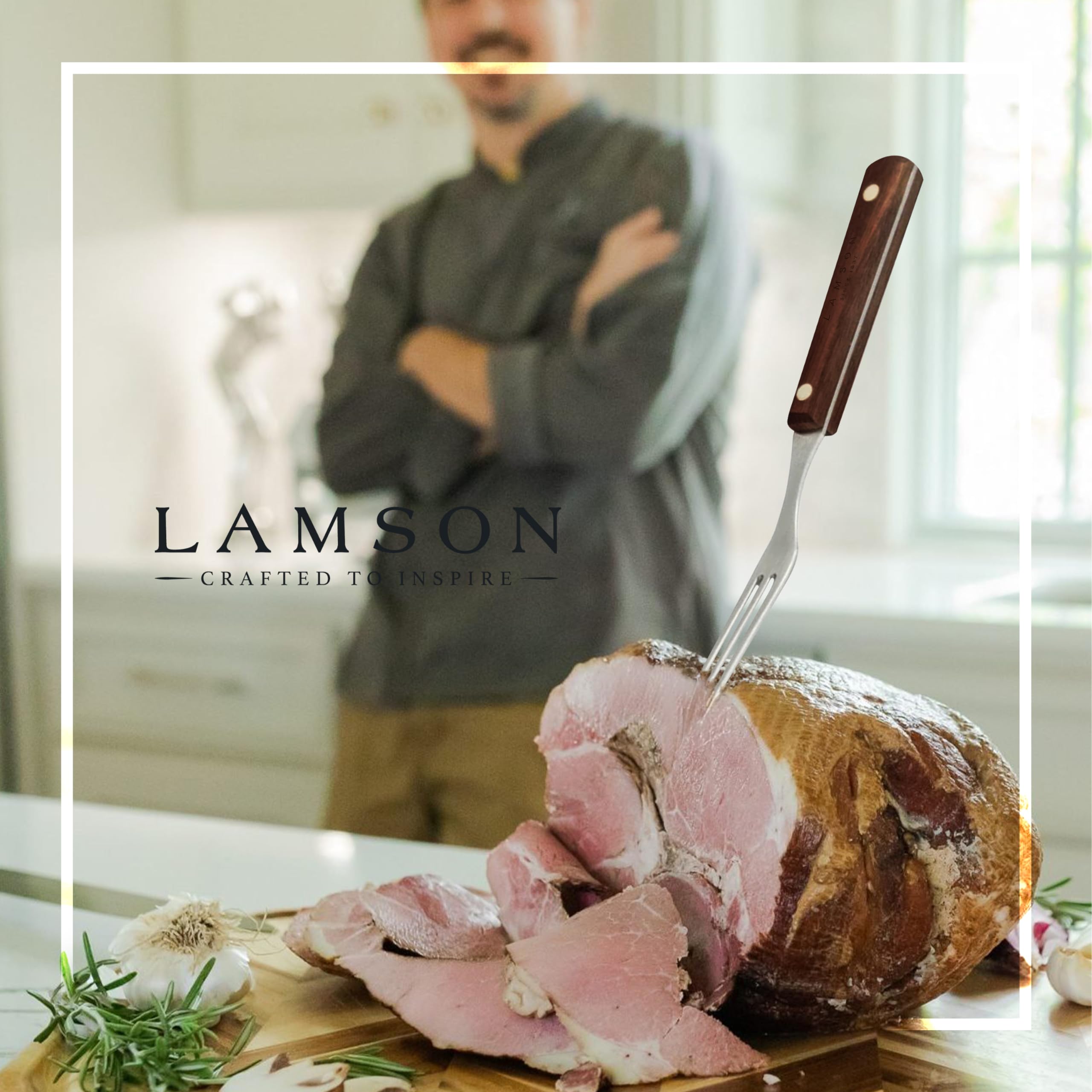 Lamson 7-Inch Granny Fork, 3-Tine, Stainless Steel, Walnut Finish, Model 33420