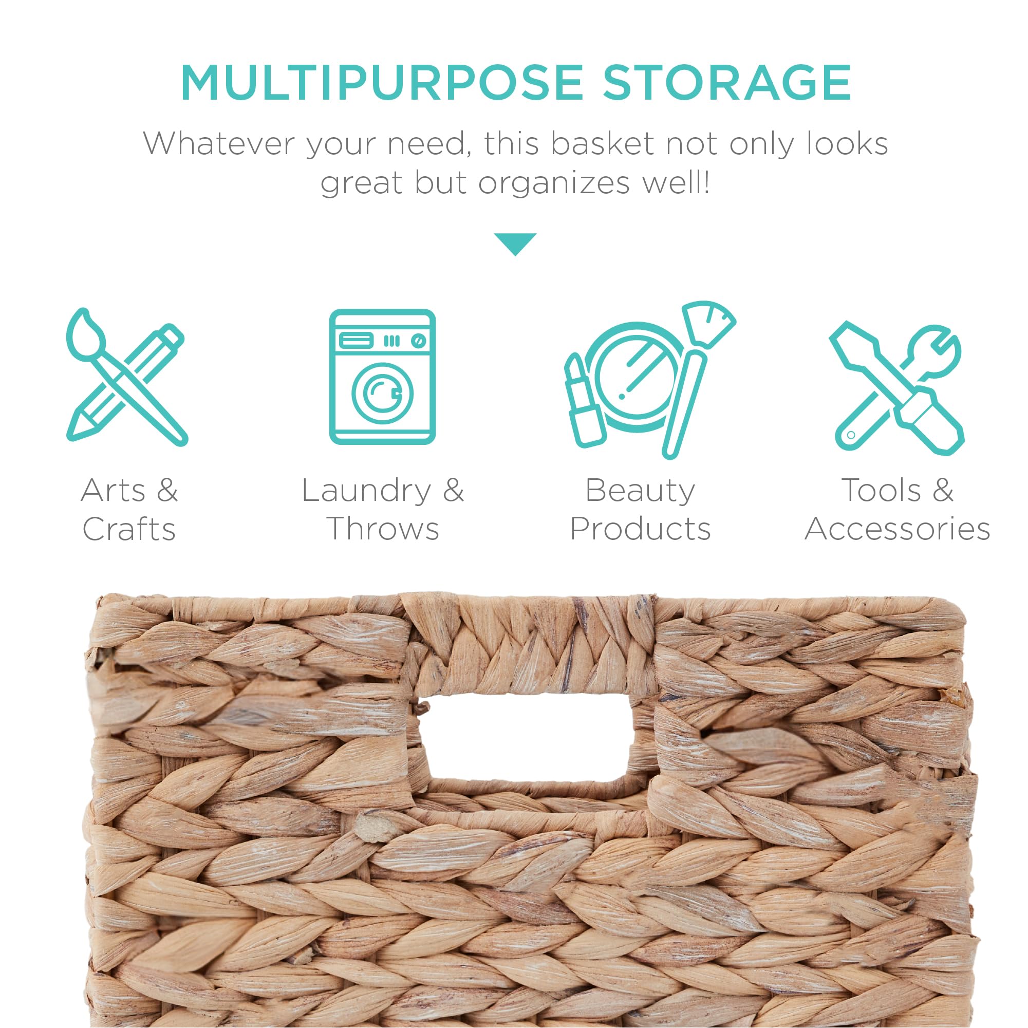 Best Choice Products 10.5X10.5In Hyacinth Baskets, Rustic Set Of 5 Multipurpose Collapsible Storage Organizer, Handwoven Laundry