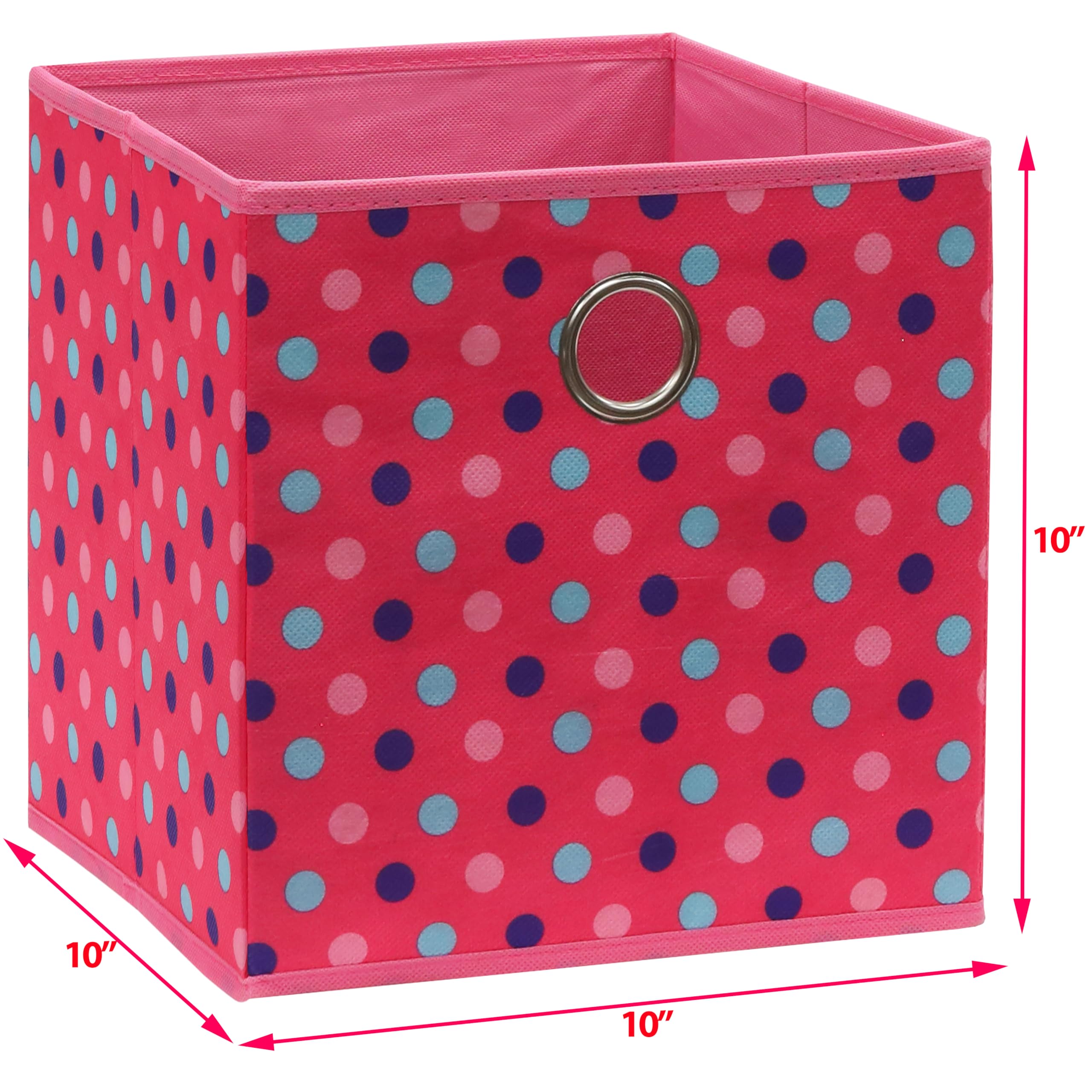 Simple Houseware 6 Pack Printing Fabric Cube Storage Bin With Handle, Pink
