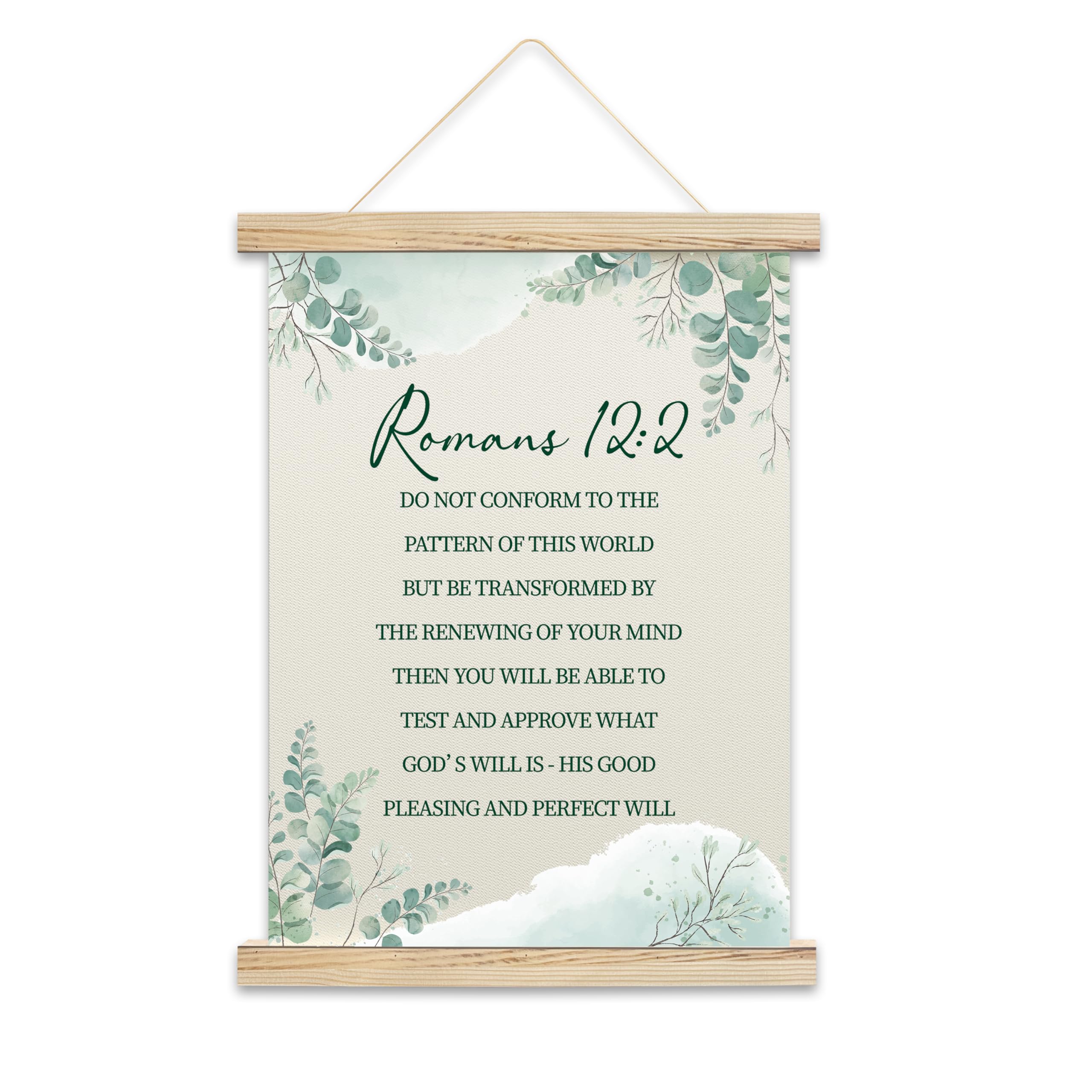 Qudncr Christian Scripture Hanging Flag Decor, Greenery Religious Bedroom Wall Art, Bible Verse Poster Hanger For Farmhouse Livi
