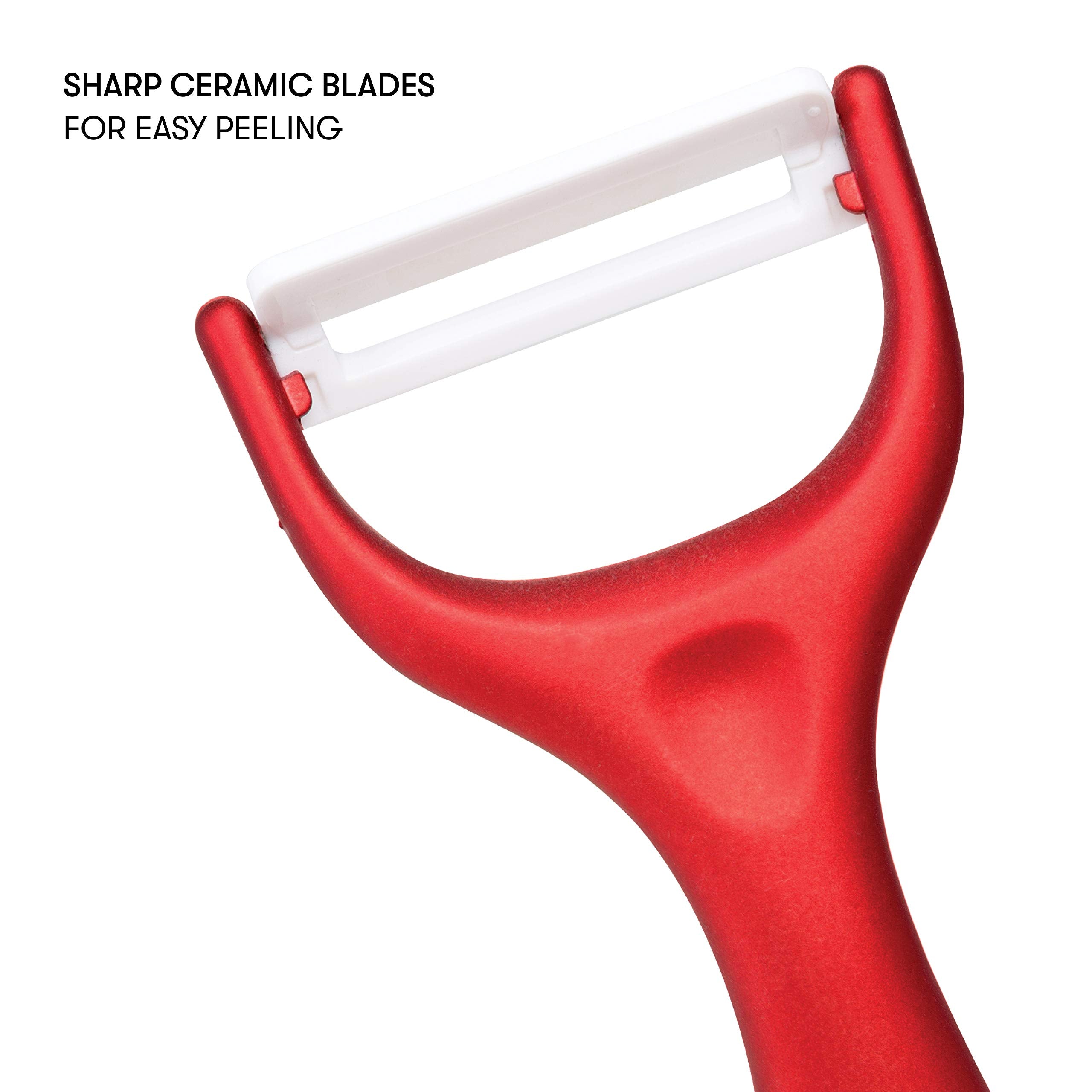 Cooking Light Ceramic Peeler Set with Ultra Sharp and Durable Blades  Ergonomic Handles Black and Red Kitchen Tools  2 Piece  Black/Red