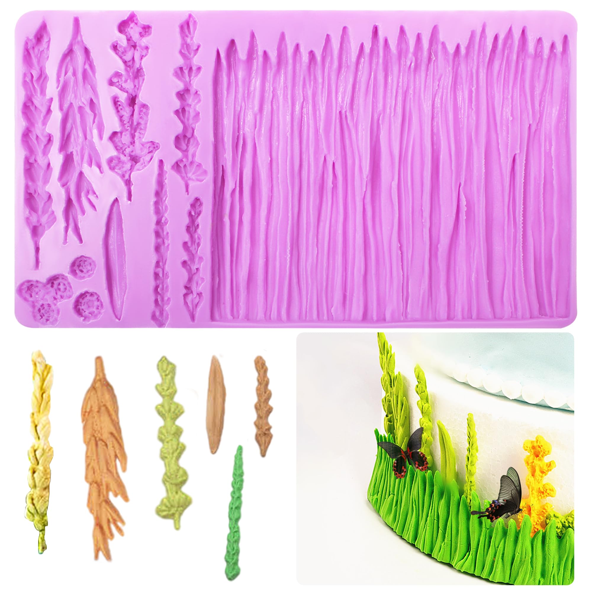 Wheat Grass Silicone Chocolate Molds, Leaf Wid Plant Fondant Mold For Cake Leaves Decoration, Lace Clay Gumpaste