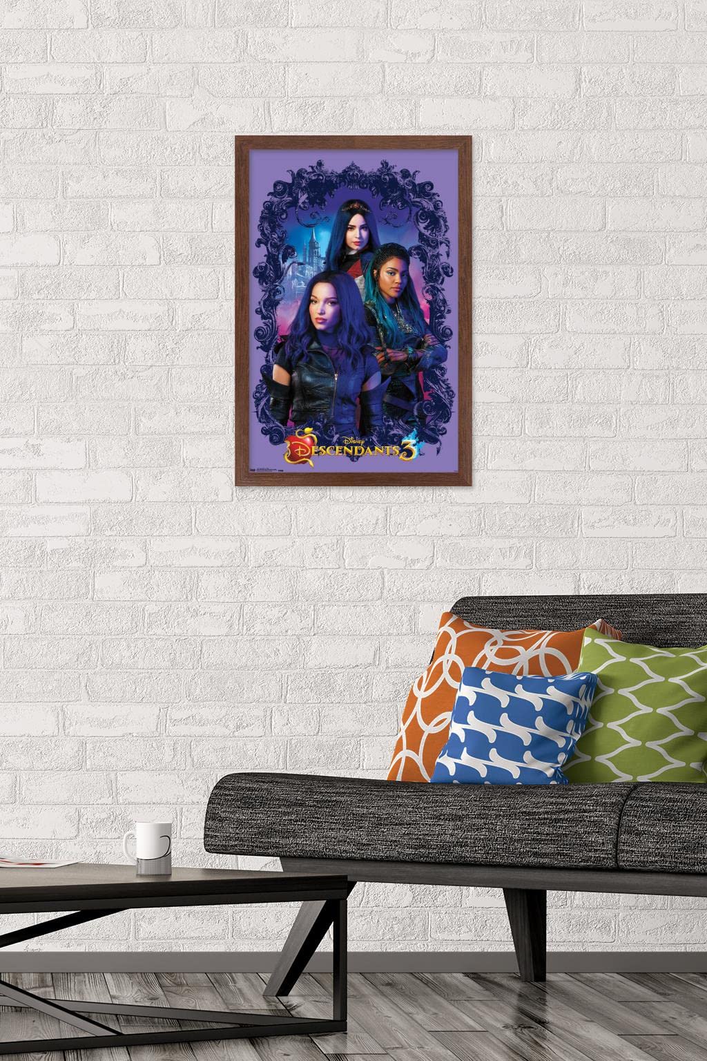 Trends International Disney Descendants 3 - Group Wall Poster, 14.725'' X 22.375'', Mahogany Framed Version