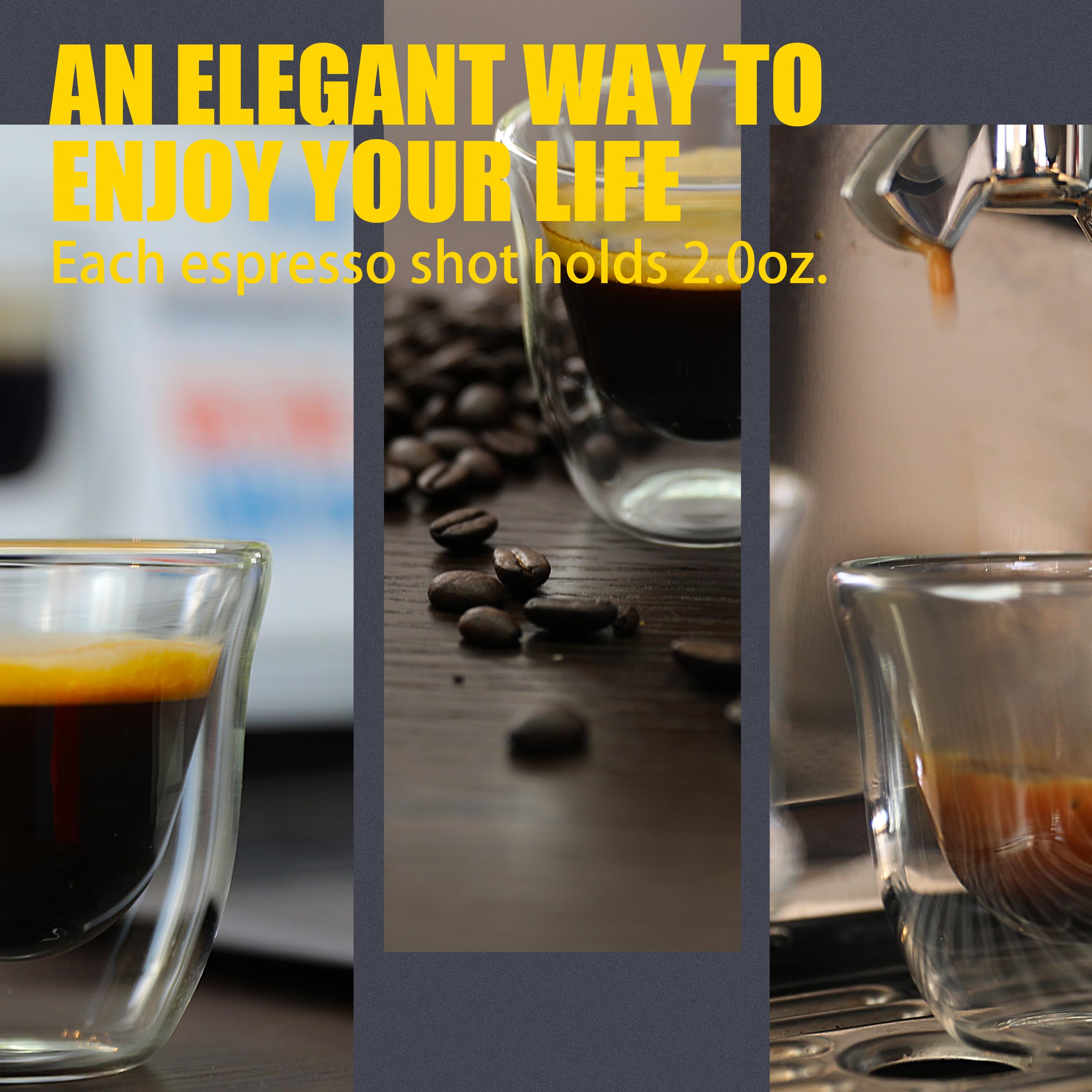 Punpun Espresso Cups Glass For Coffee, Clear Coffee Cups, Double Wall Clear Thermo Glass, Espresso Shot Glass, Coffee Cups (2.0