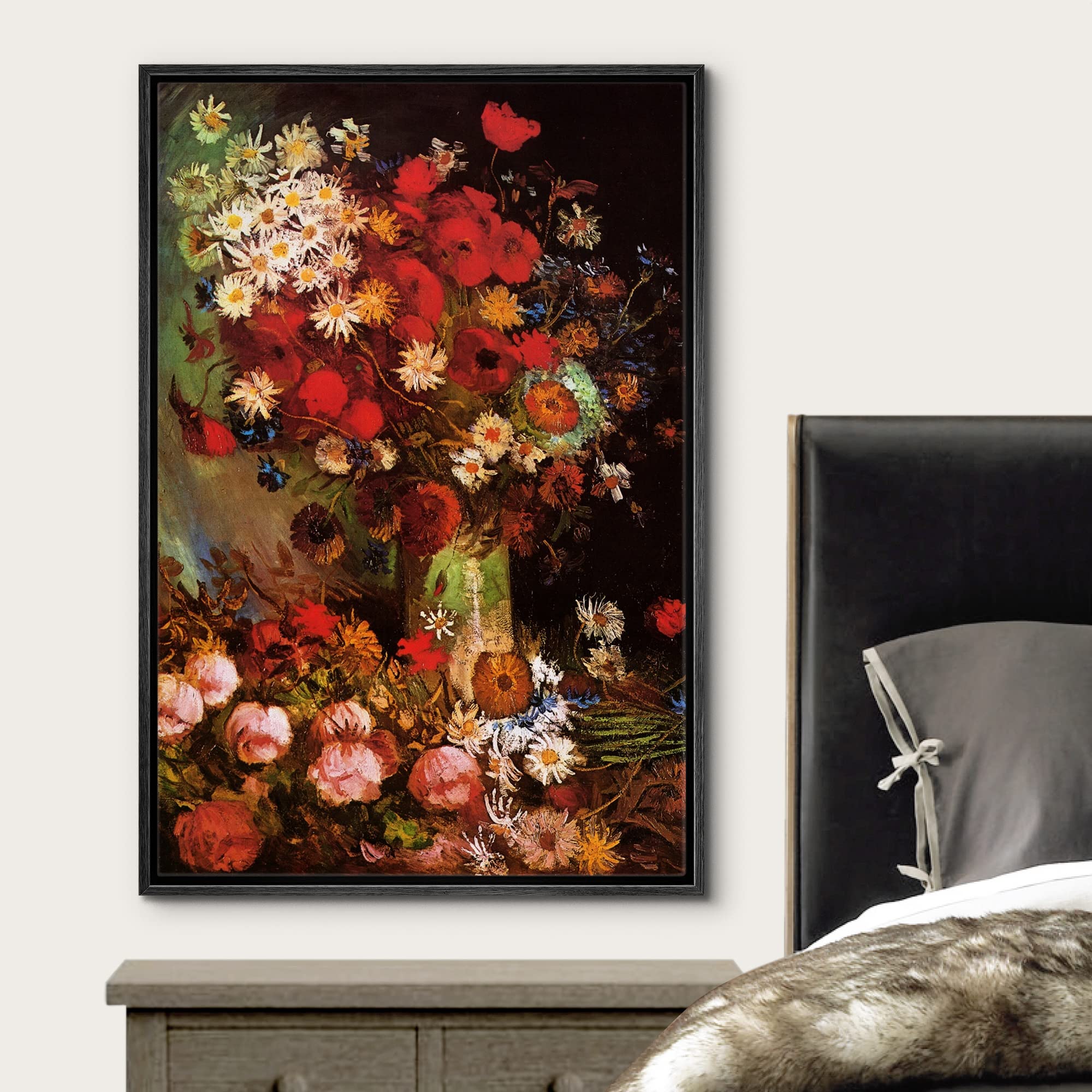 Wall26 Framed Canvas Print Wall Art Poppy Flowers By Master Artist Vincent Van Gogh Nature Wilderness Illustrations Fine Art Rel