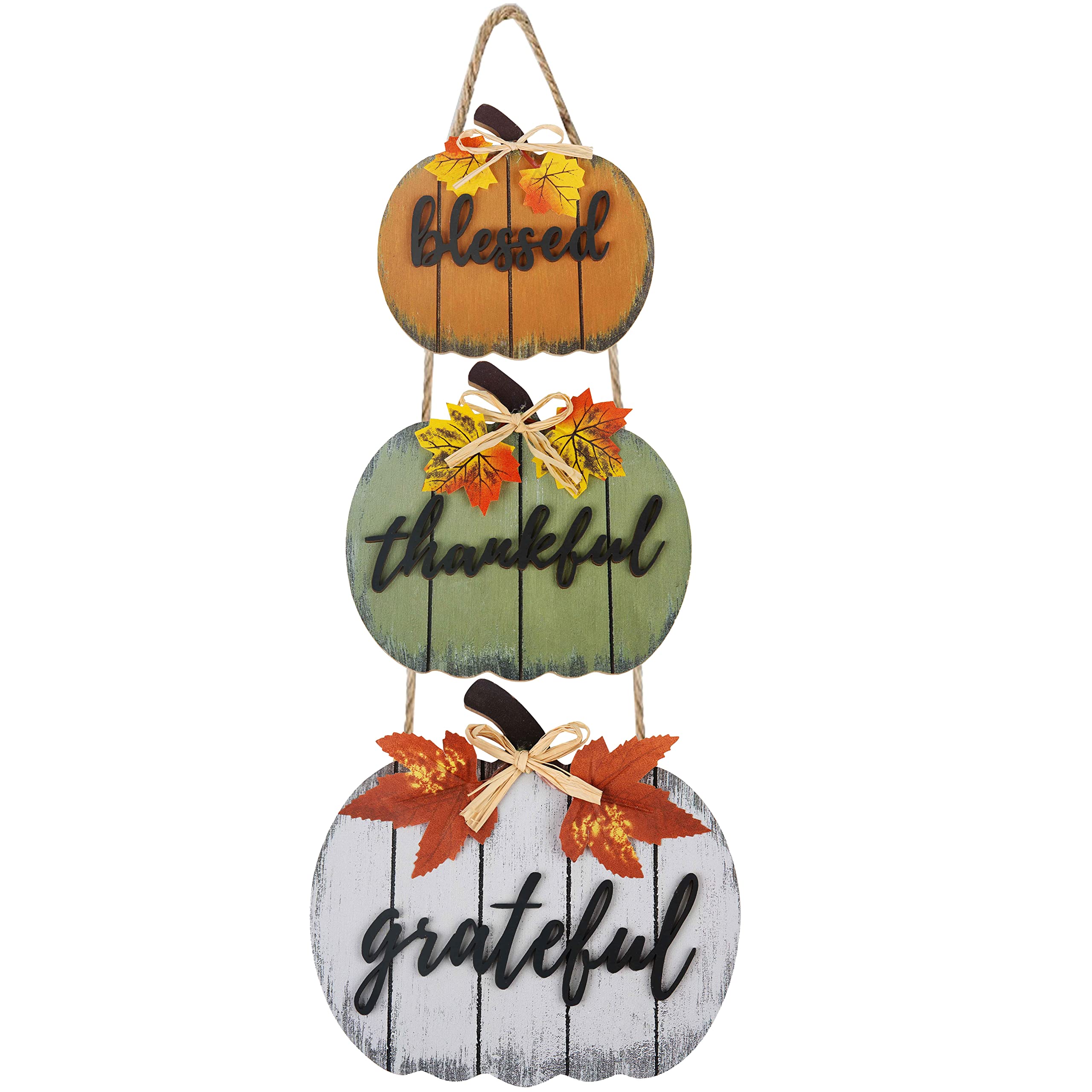 CYNOSA Fall Decorations for Home Blessed Grateful Thankful Door Sign Fall Decor Thanksgiving Decorations Wooden Pumpkin Vintage 