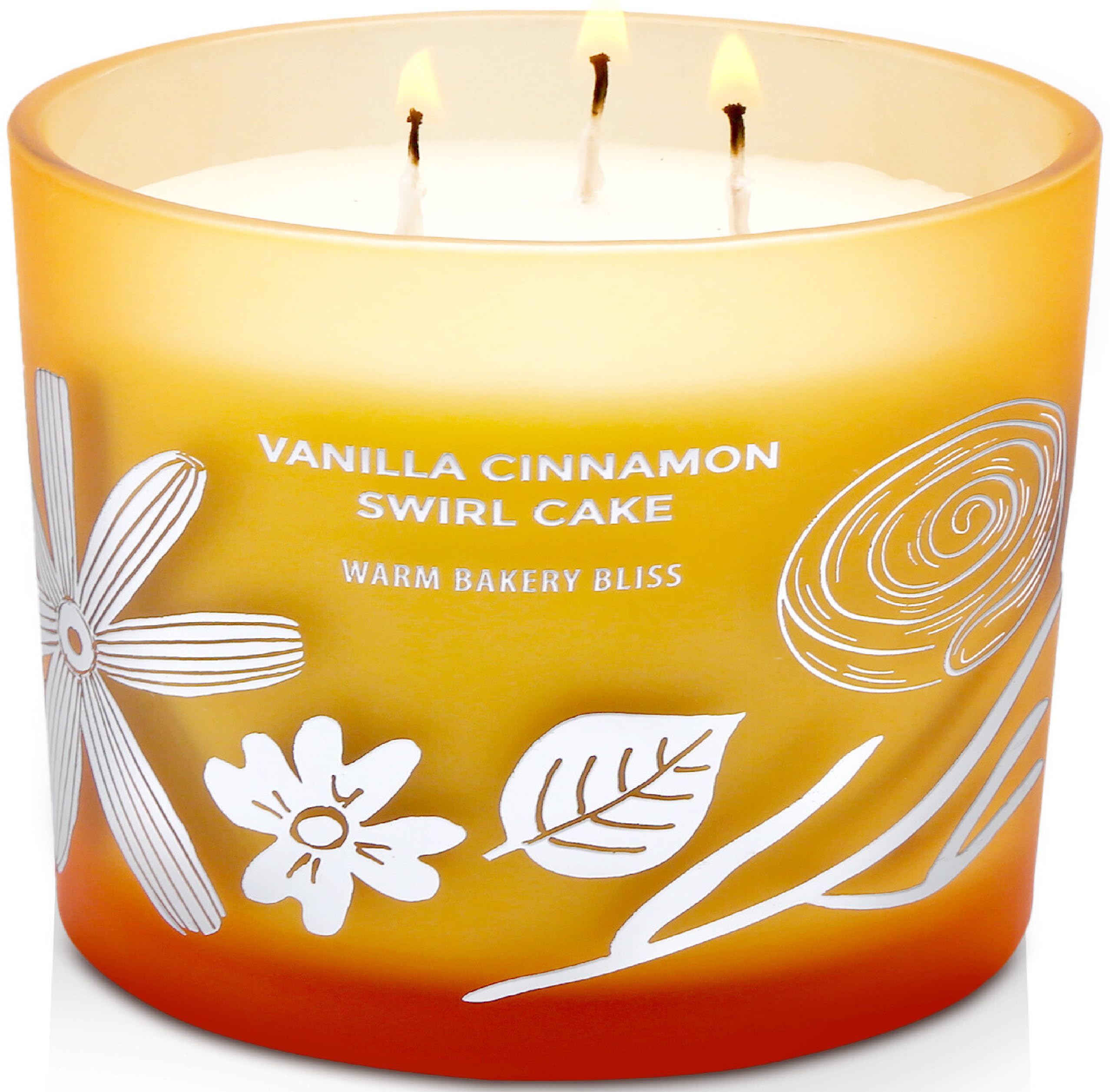Vanilla Cinnamon Swirl Cake 3-Wick Soy Scented Candle, 14.5 oz | Highly Scented, Long-Lasting | Vanilla Cinnamon Spiced Candle f