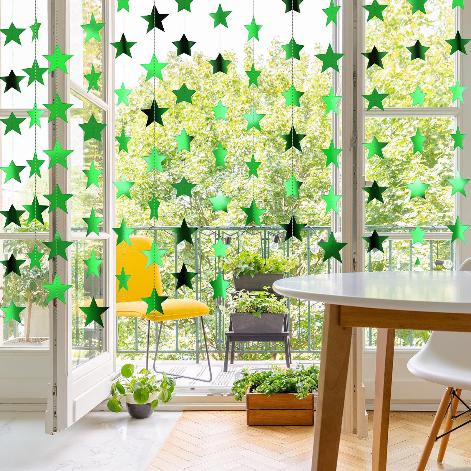 Patelai Glitter Star Garland Banner Decor, 130 Feet Bright Star Hanging Bunting Banner Backdrop For 2024 New Year Graduation Wed