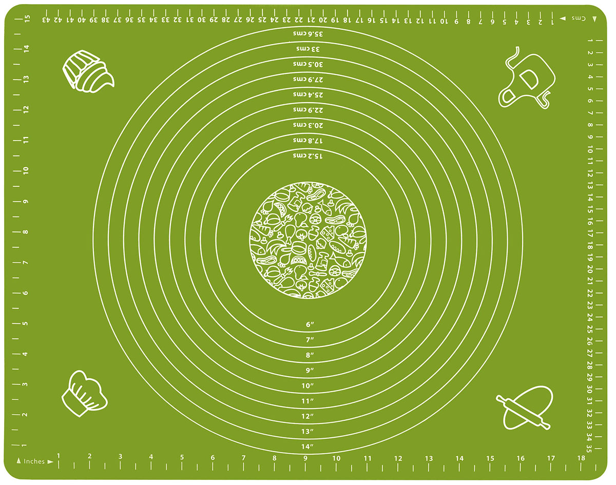 Silicone Baking Mat For Pastry Rolling Dough With Measurements, 19.7'' X 15.7'' Bpa Free Non Stick And Non Slip Green Table Shee