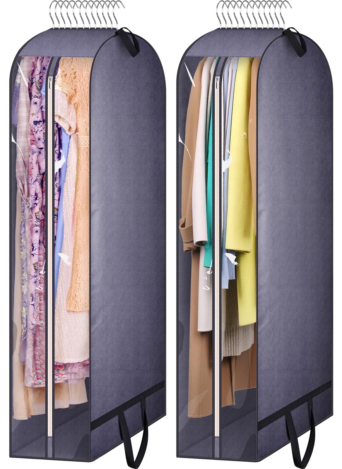 Kimbora 10'' Gusseted Clear Dress Bags For Gowns 54'' Suit Bags For Closet Storage With Handles Garment Bags For Hanging Clothes
