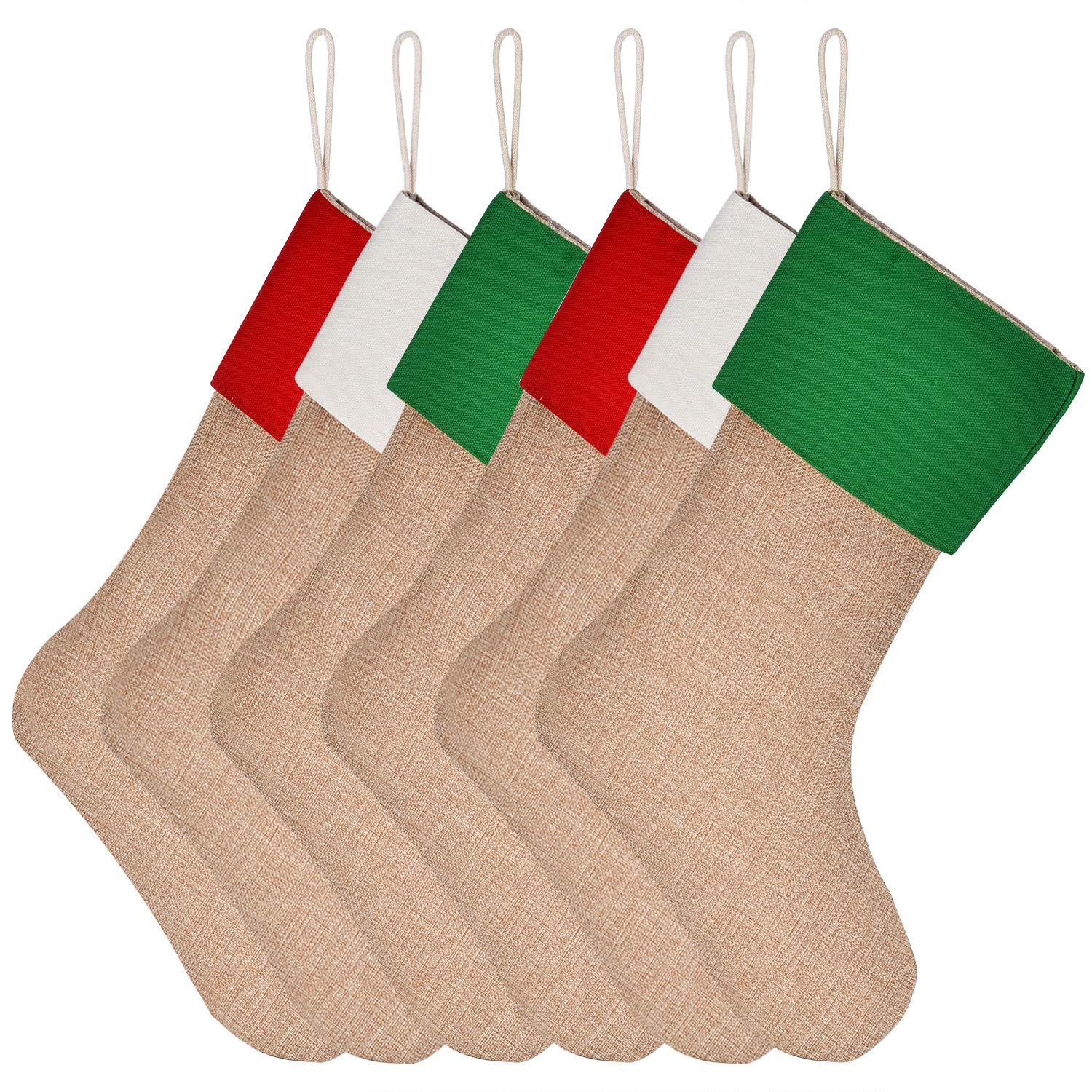 Sunshane Burlap Christmas Stockings Xmas Fireplace Hanging Stockings Decoration Stockings for Christmas Decoration DIY Craft (Co