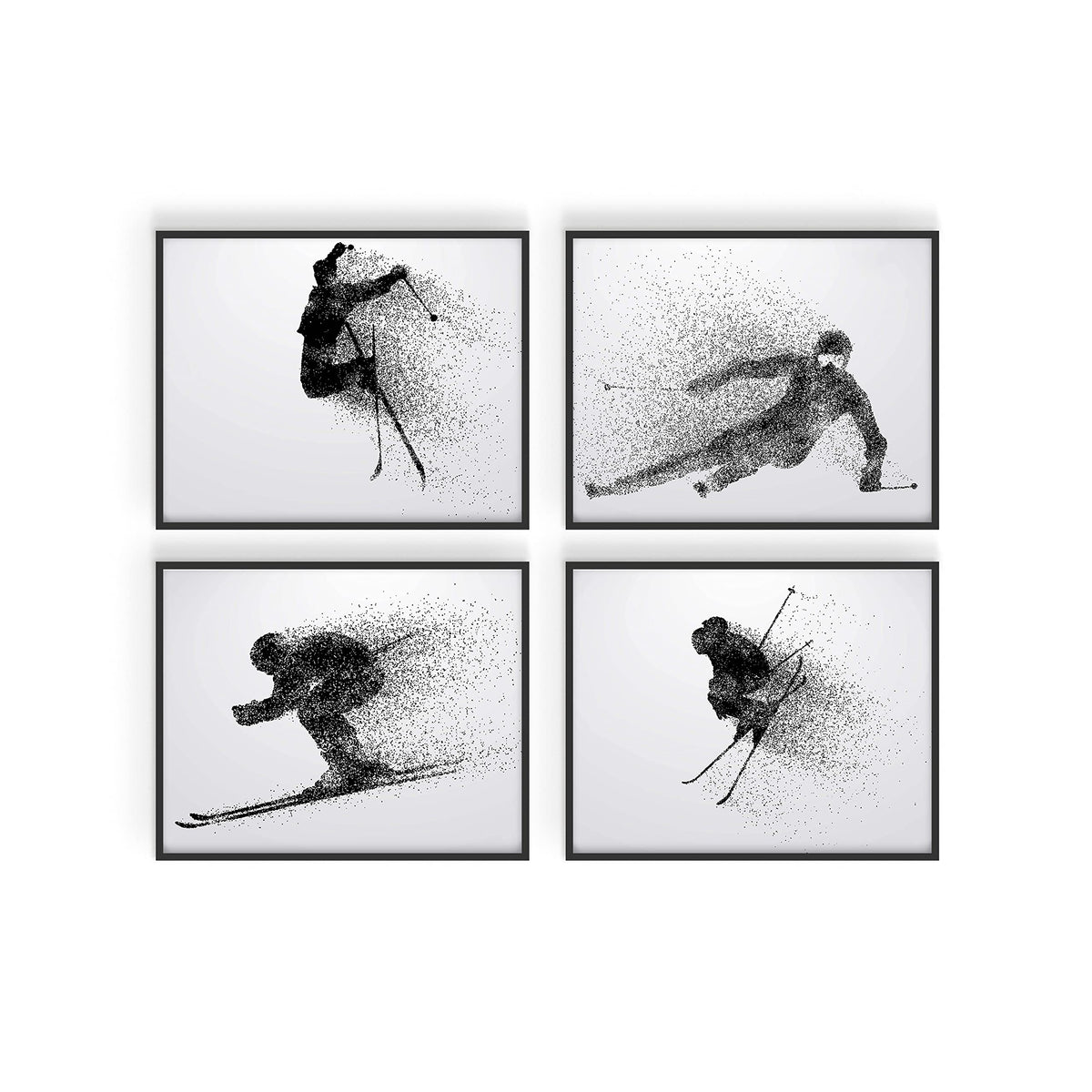 Summit Designs Skiing Wall Art Prints - Silhouette - Set Of 4 (8X10) Ski Poster Photos - Bedroom - Man Cave
