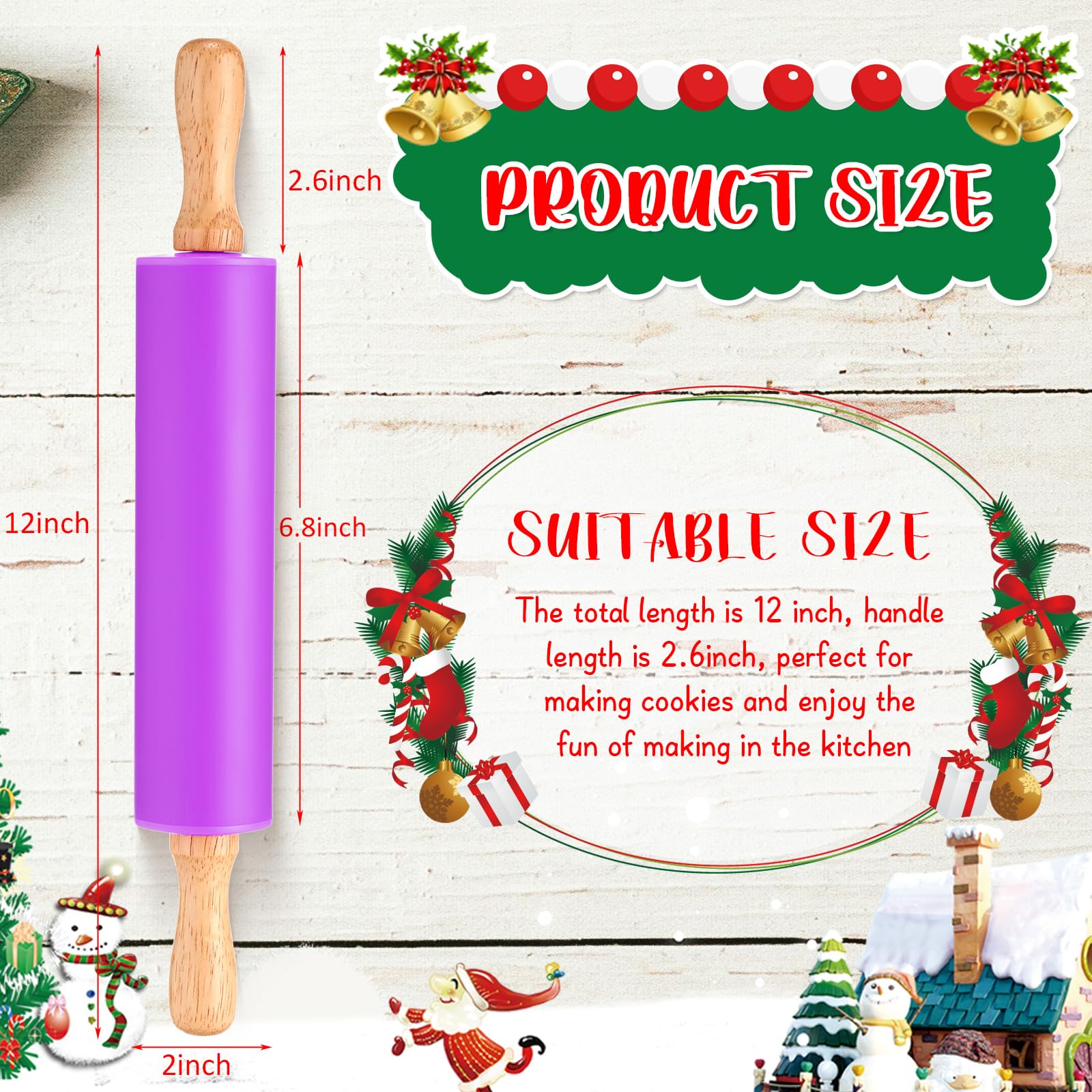Dandat 6 Pcs Small Rolling Pin Kids 12 Inch Mini Rolling Pin Silicone Rolling Pins For Baking Non Stick Kids Dough Roller With W