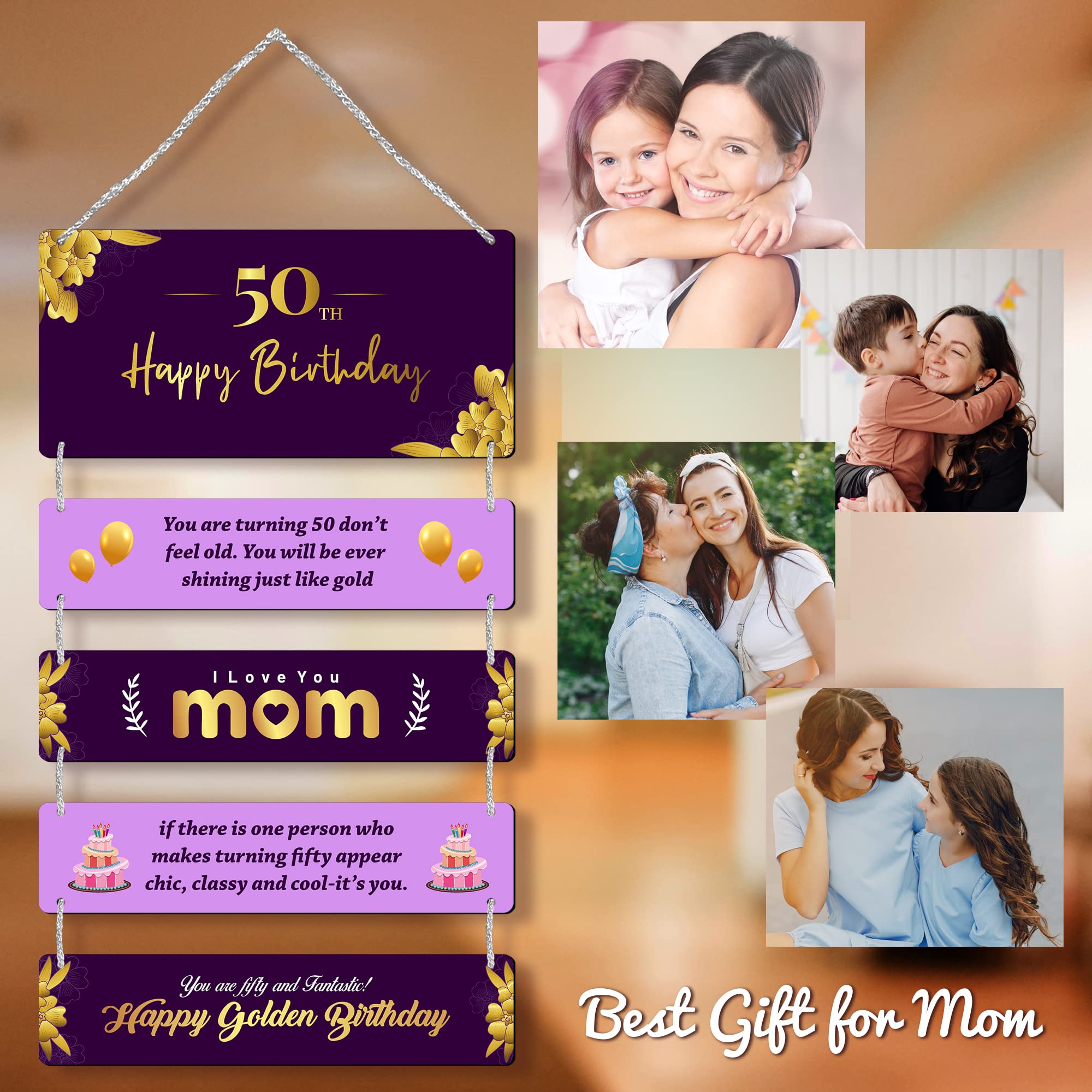 Regalocasila Wall Decoration | 50Th Birthday Wishes Quotes | For Mom From Son Daughter | Unique Gift | Gifts For Mother | Specia