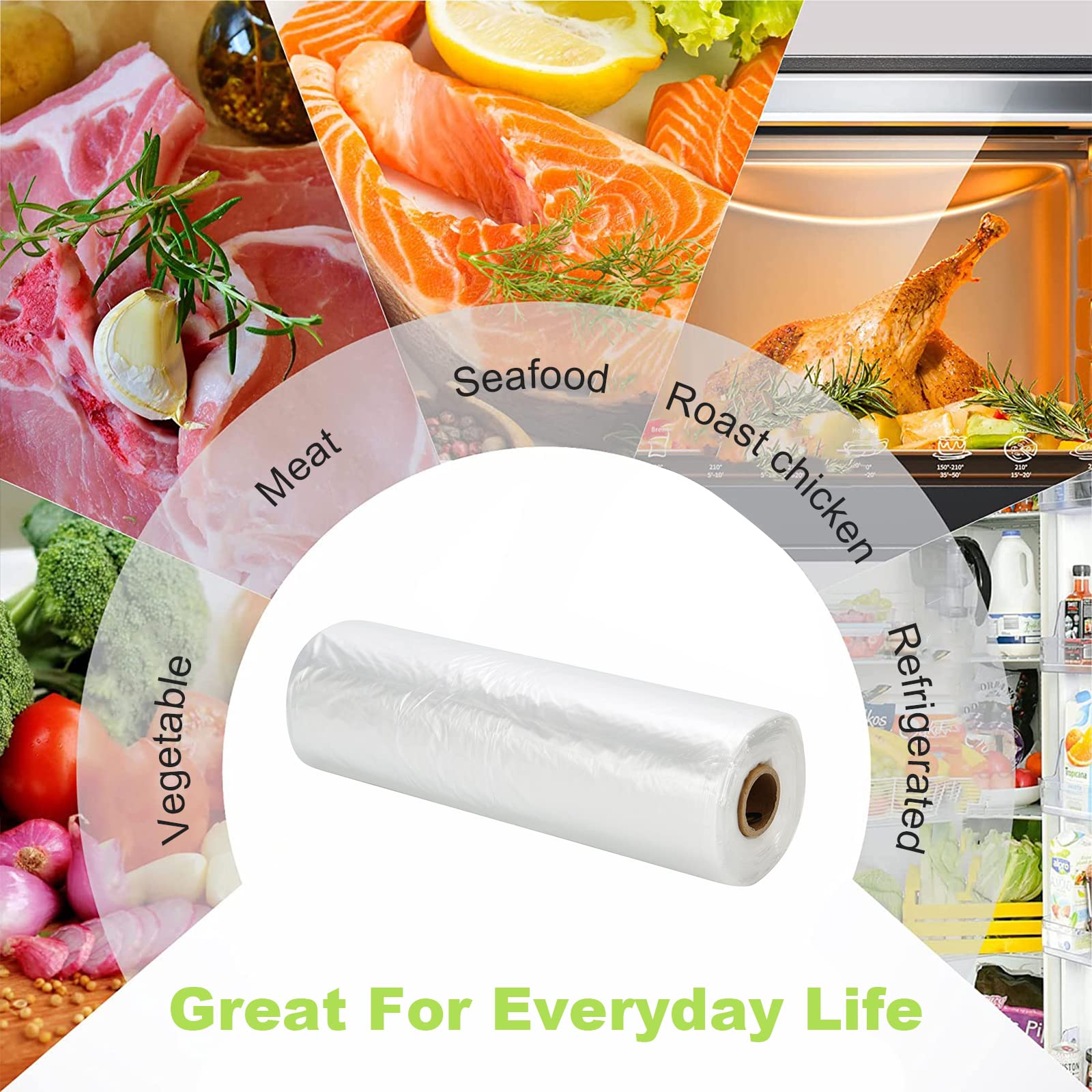 RyhamPaper Food Storage Bags  12 x 20 Plastic Produce Bag on a Roll Fruits  Vegetable  Bread  Food Storage Clear Bags (20 Rolls / 7000 Bags)