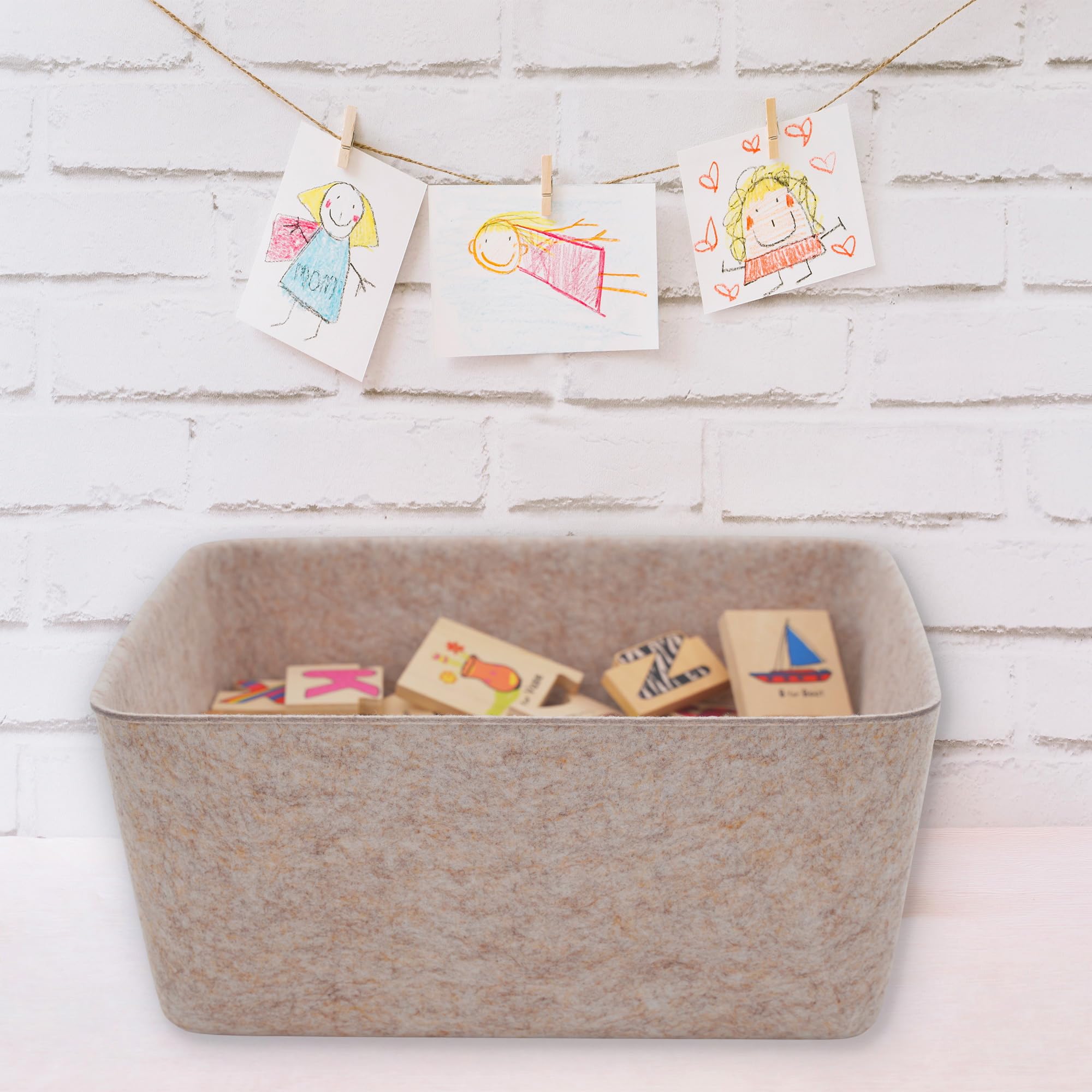 Welaxy Felt Wider Deep Storage Bins lidded Drawer Organizer Caddy for junk stuff stationery makeup jewelry closet bathroom minim