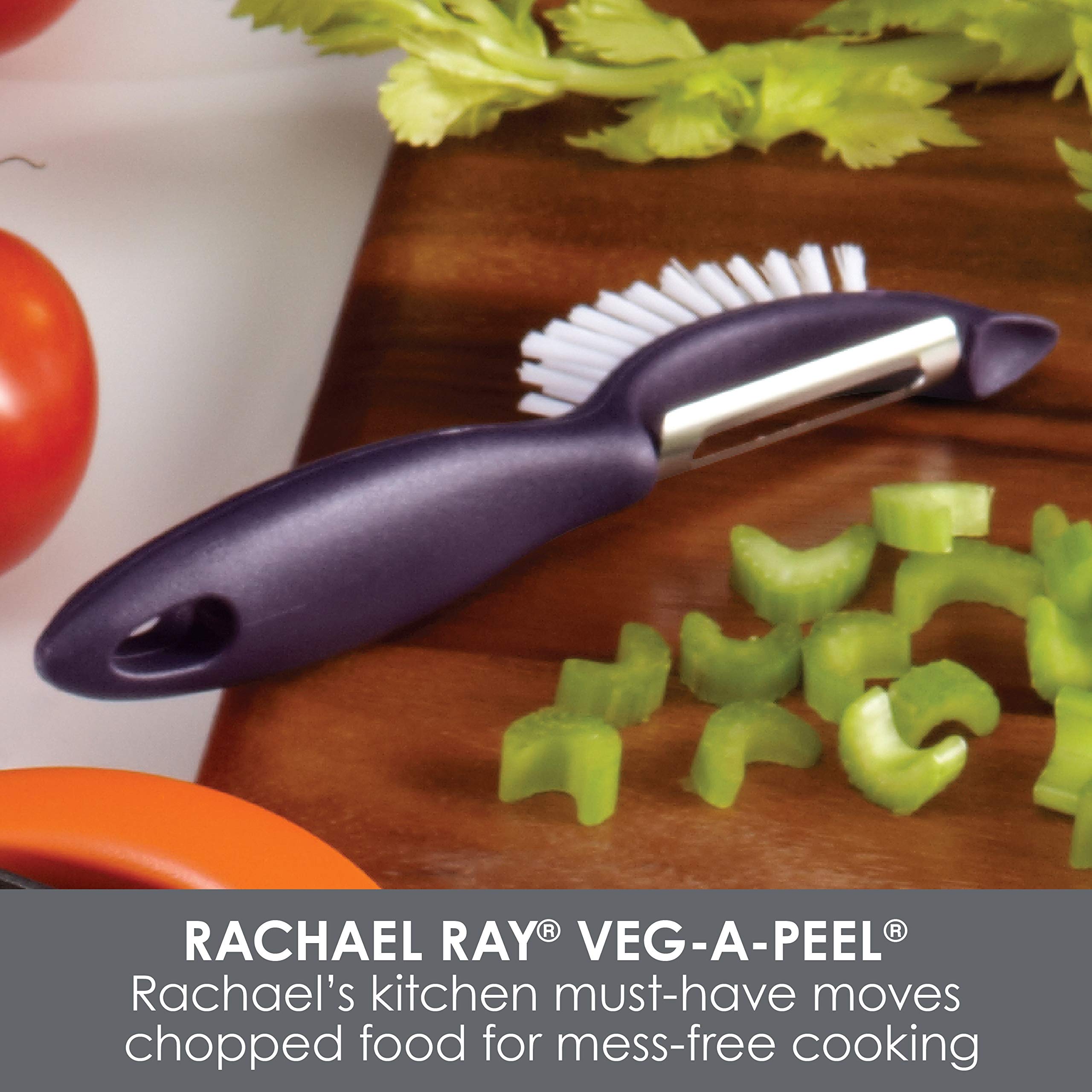Rachael Ray Tools And Gadgets Nylon Veg-A-Peel Fruit/Vegetable Brush And Peeler, Marine Blue Large