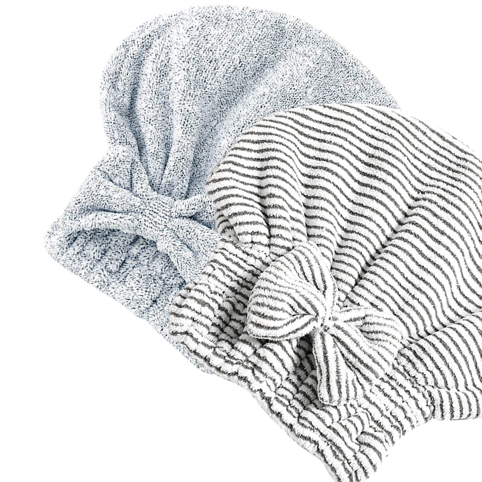 Jseng 2PC Bamboo Fiber Hair Drying Caps, Large Hair Wrap Towels, Extrame Soft & Ultra Absorbent, Thick Fluffy Fast Drying for Gi
