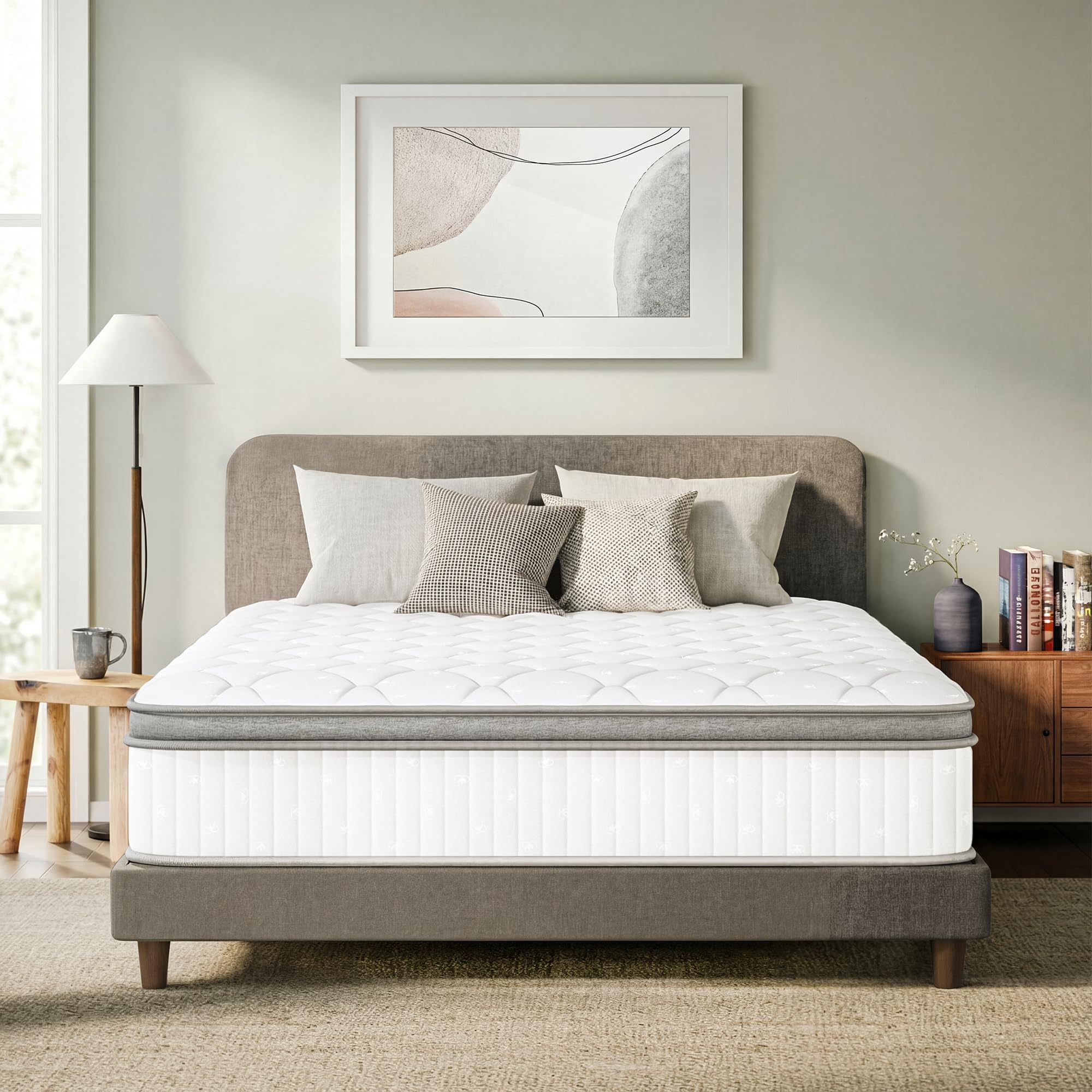 GAESTE Queen Mattress in a Box, 12 Inch Hybrid Mattress with Comfort Memory Foam and Pocket Springs, Medium Feel, Pressure Relie