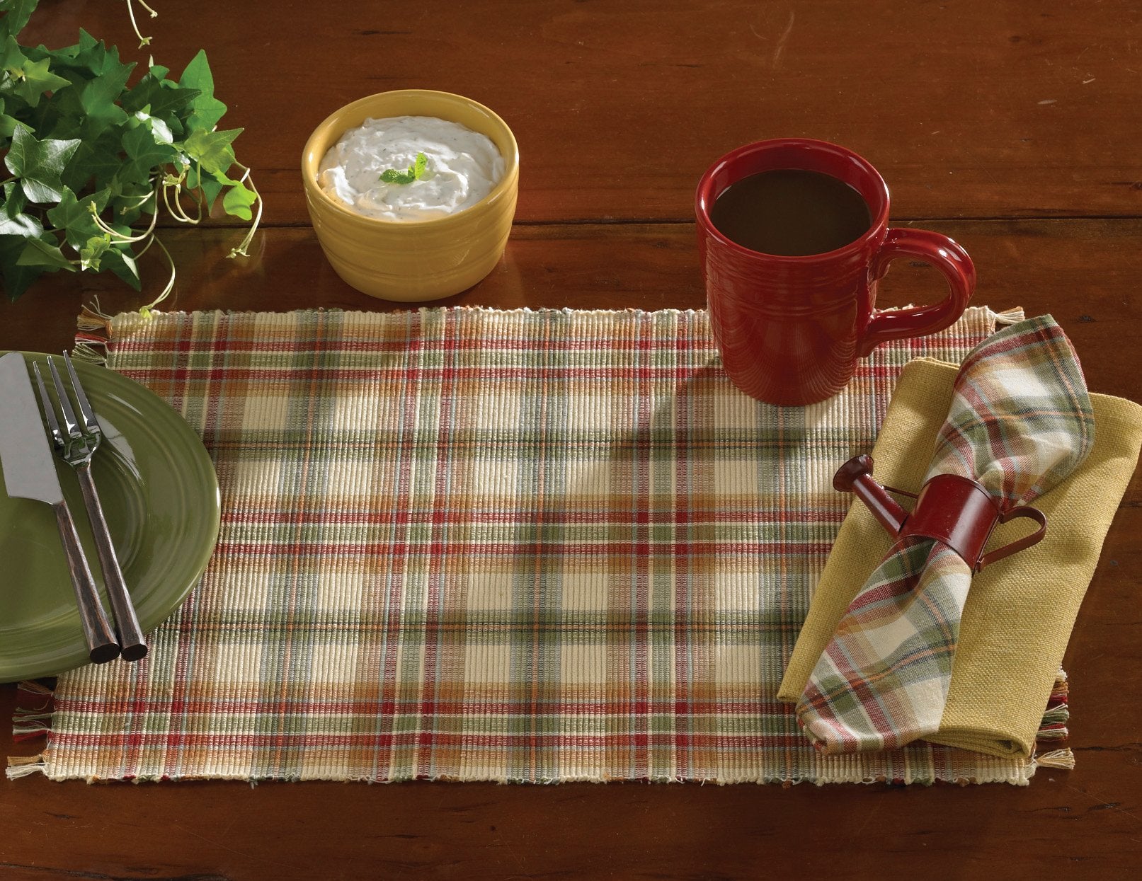 Park Designs Lemon Pepper Placemat Set, Cotton, 13x19, Multicolor, Model 619-68