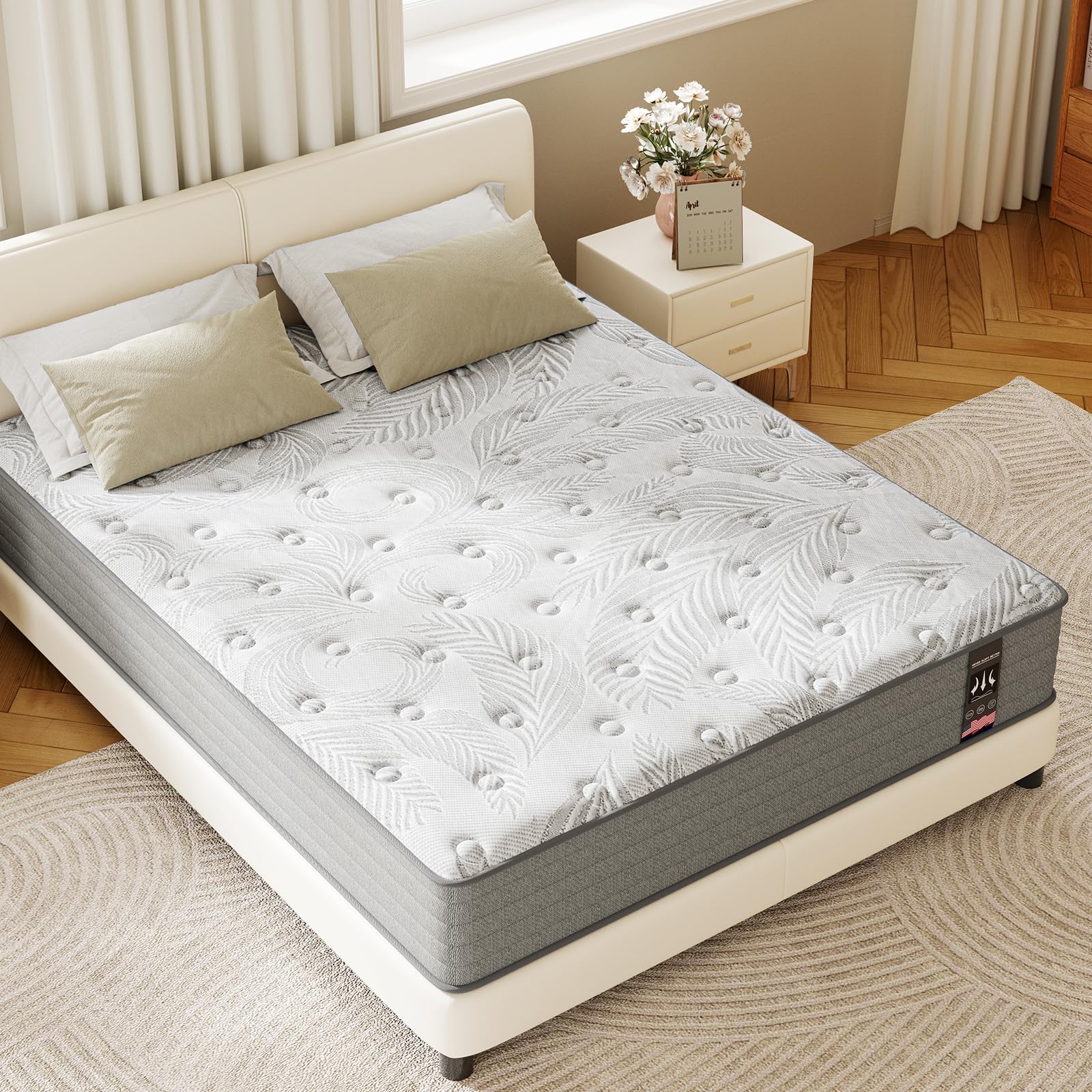 Kow Queen Size Mattress 12 Inch Medium Firm Gel Infused Memory Foam And Pocket Spring Hybrid Mattresses For Cool Sleep Relieving