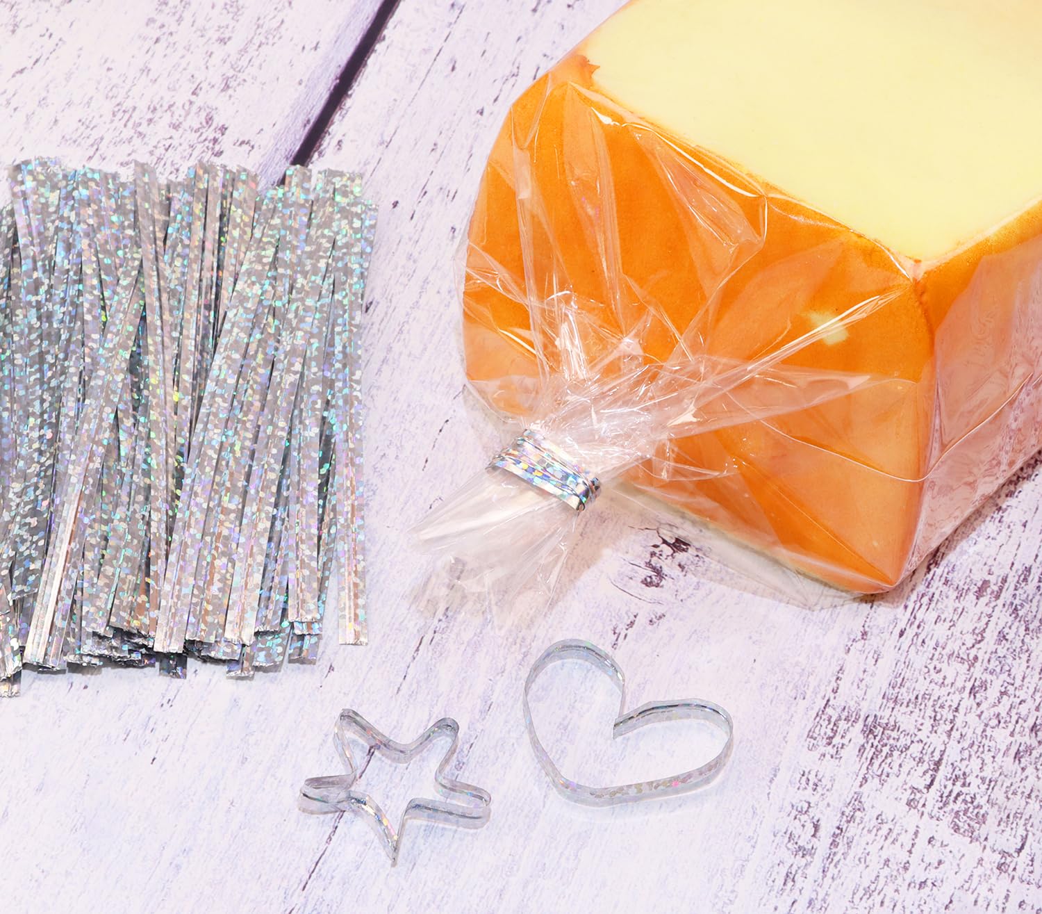 Mini Skater 4'' Metallic Twist Ties Foil Bread Ties For Packaging Bakery Cake Pops Candy Goodies Cookies Gift Cellophane Treat B