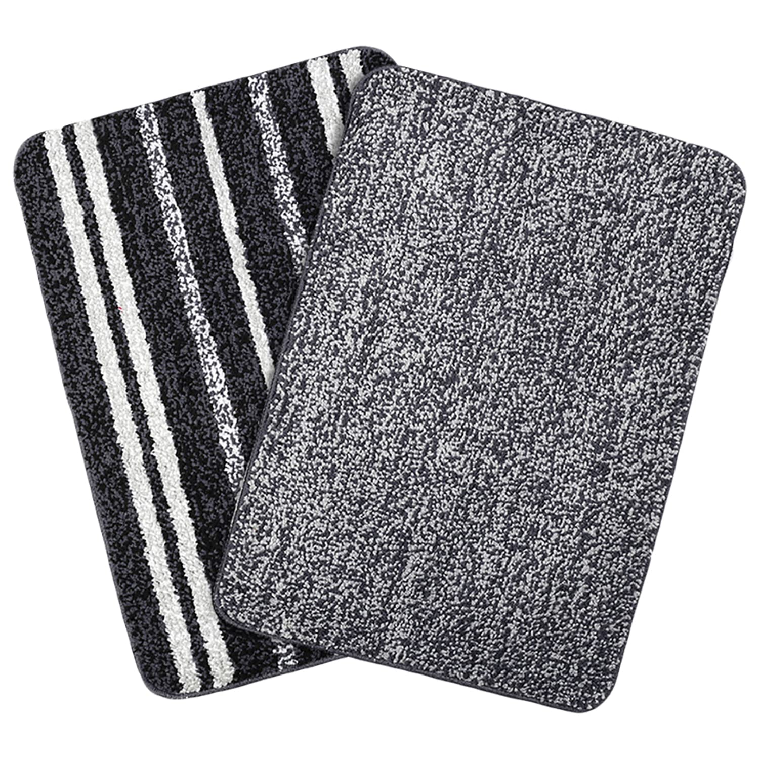 Saral Home Solid & Striped Soft Microfiber Anti-Skid Bath Mats | Washable Non Slip Multipurpose Bathmat For Home/Kitchen/Office 