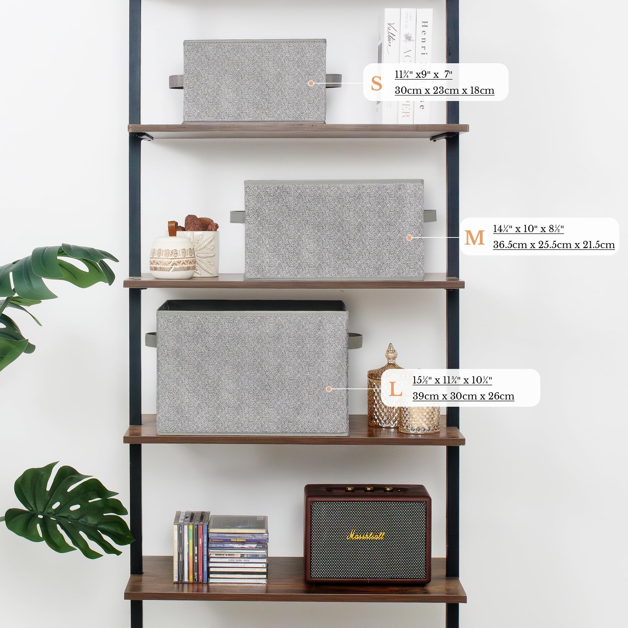 GRANNY SAYS Clothing Storage Bins for Closet with Handles  Foldable Rectangle Baskets  Fabric Containers Boxes for Organizing Shelves Bedroom  Gray  Large  3-Pack