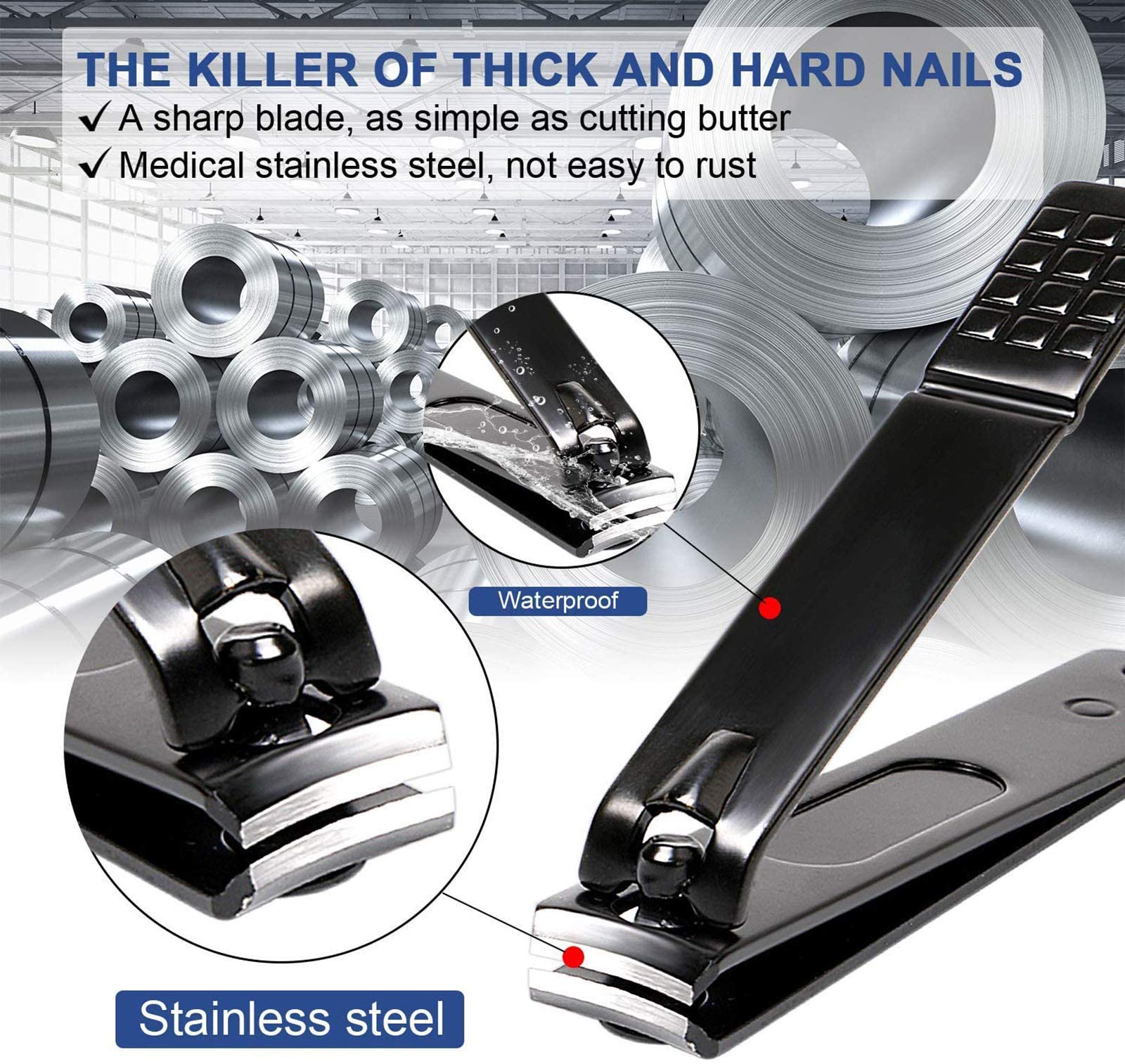 Manicure Pedicure Kit Nail Clippers Set 18 in 1 High Precision Stainless Steel Cutter File Sharp Scissors for Men & Women Finger
