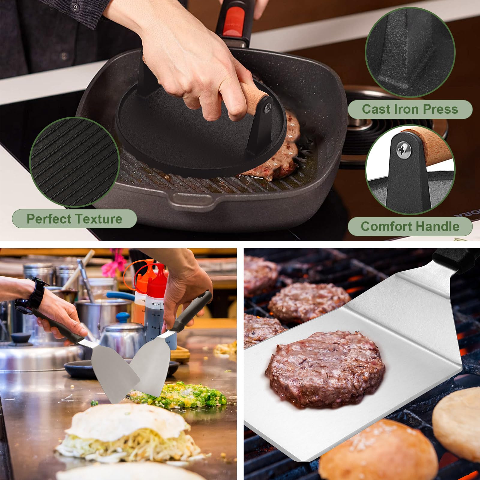 19Pcs Griddle Accessories Kit, Stainless Steel Flat Top Grill Accessories Set For Blackstone And Camp Chef, Grill Spatula Set Wi