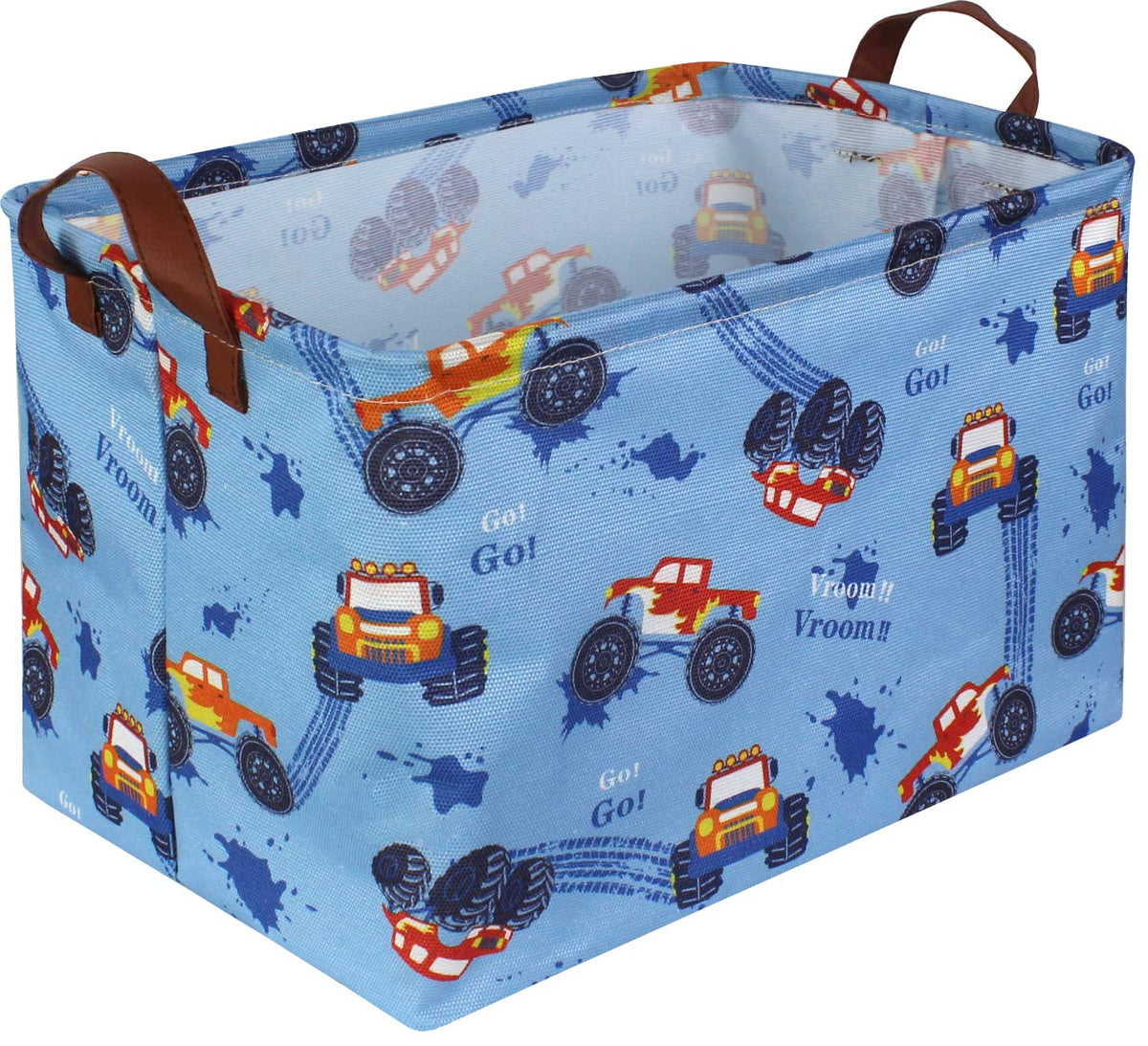 Sanjiaofen Rectangular Monster Truck Basket Organizer.Kids Basket ,Boys Storage Basket With Handles.Car Basket For Kids,Toys Bin